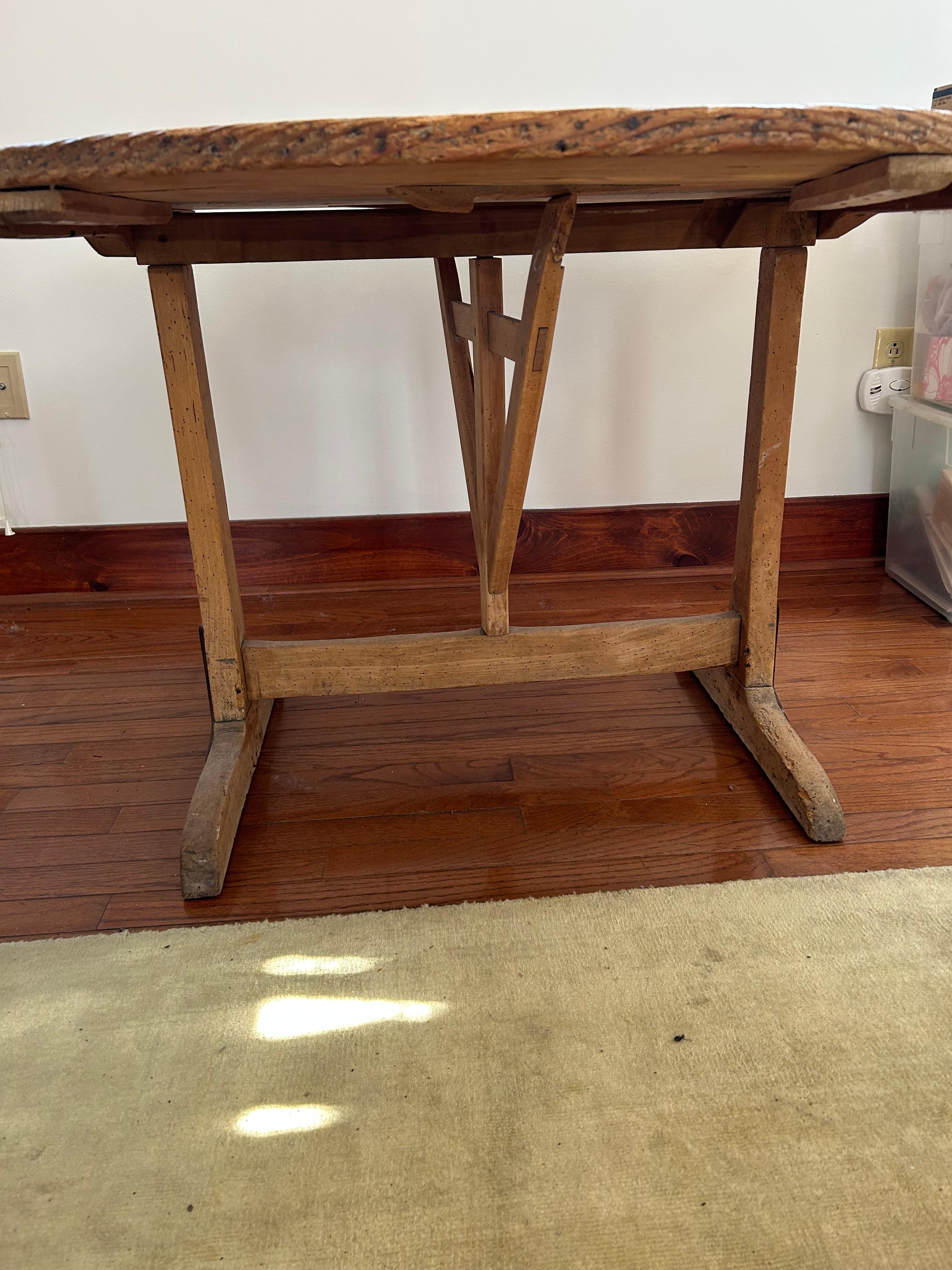 Oak Wonderful Antique Natural Wood Round Wine Tasting Table