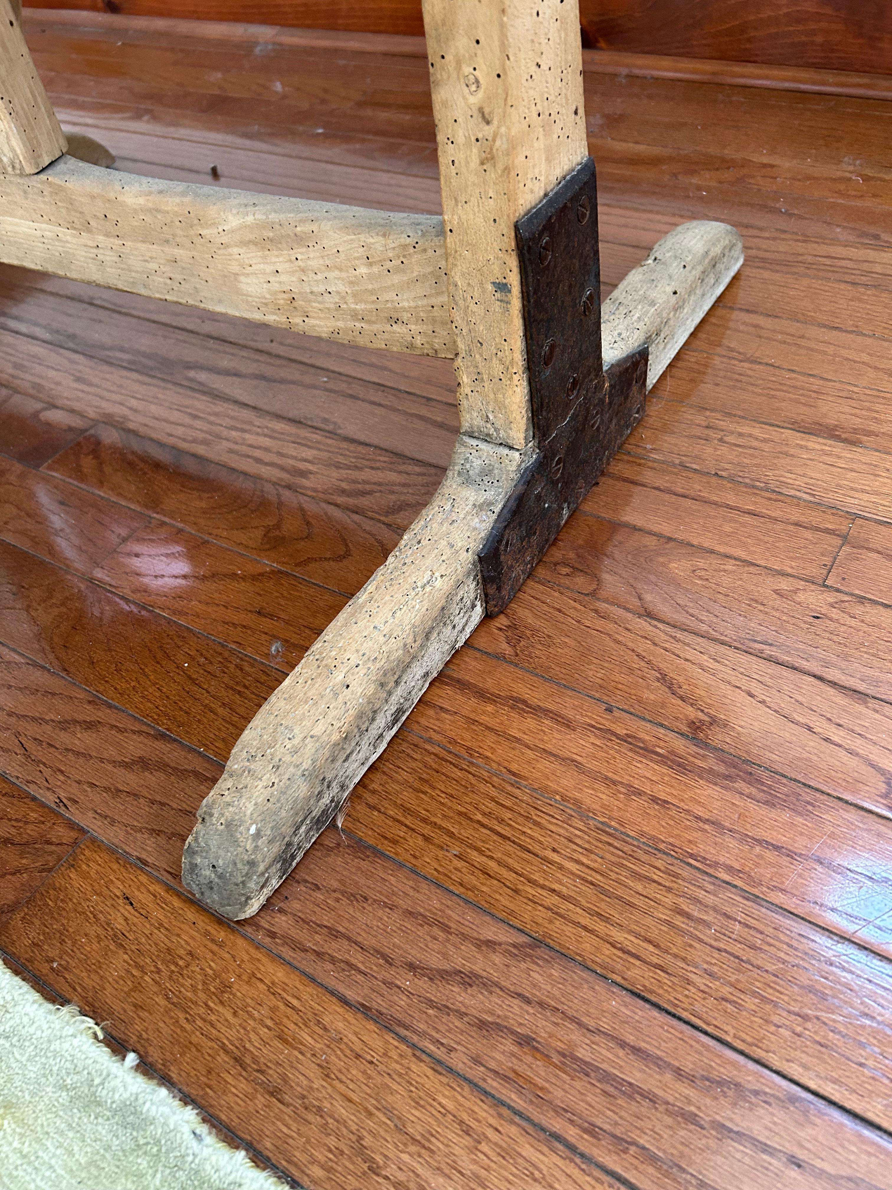 Wonderful Antique Natural Wood Round Wine Tasting Table 2