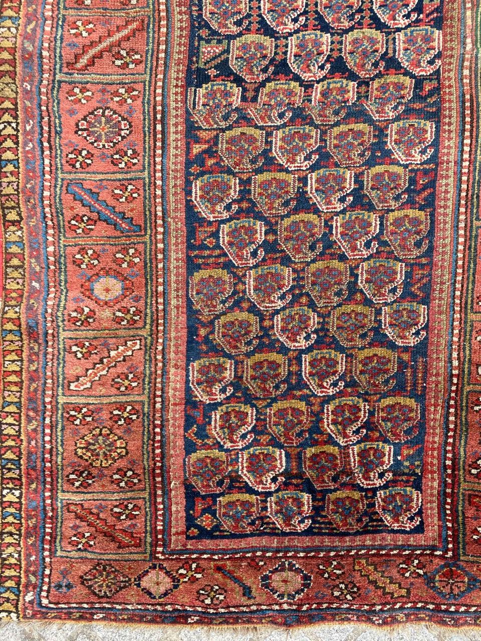 Very beautiful and very old north western runner with beautiful botteh design and beautiful natural colors, with eggplant color which used in this kind of carpets until the middle of the 19th century, entirely hand knotted with wool velvet on wool