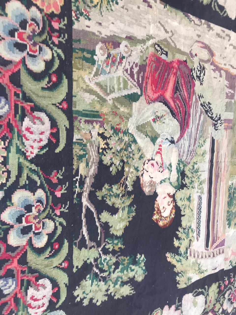 Wonderful Antique Pictural Karabagh Kilim Tapestry For Sale 1