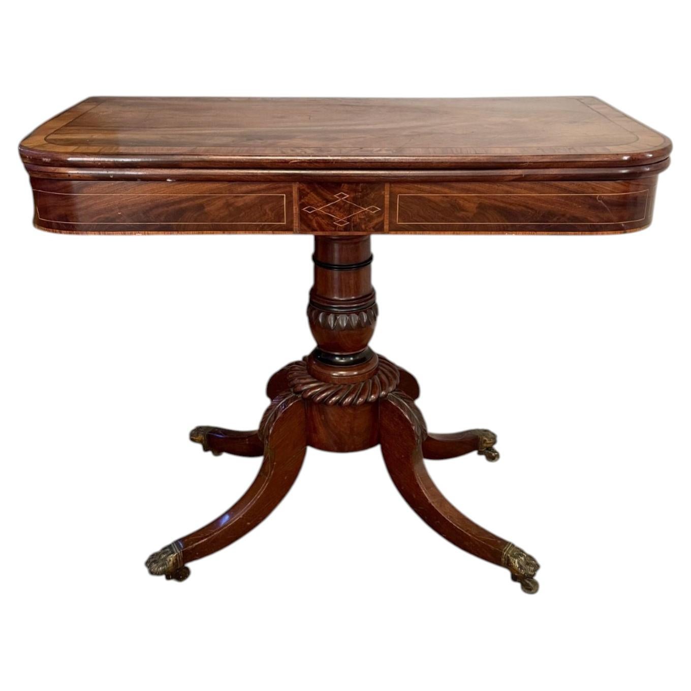 Wonderful antique Regency quality mahogany inlaid tea table For Sale