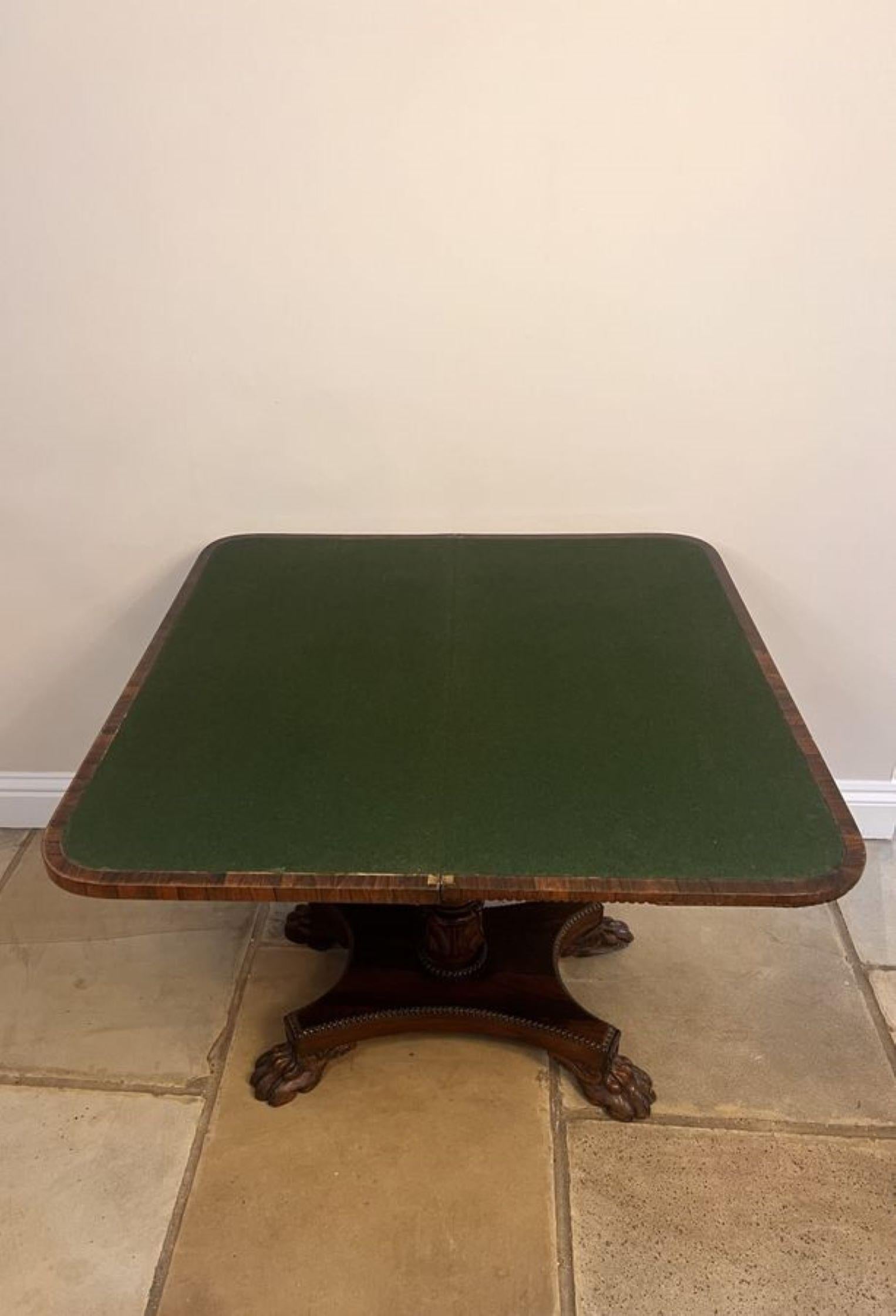 19th Century Wonderful antique Regency quality rosewood card table  For Sale