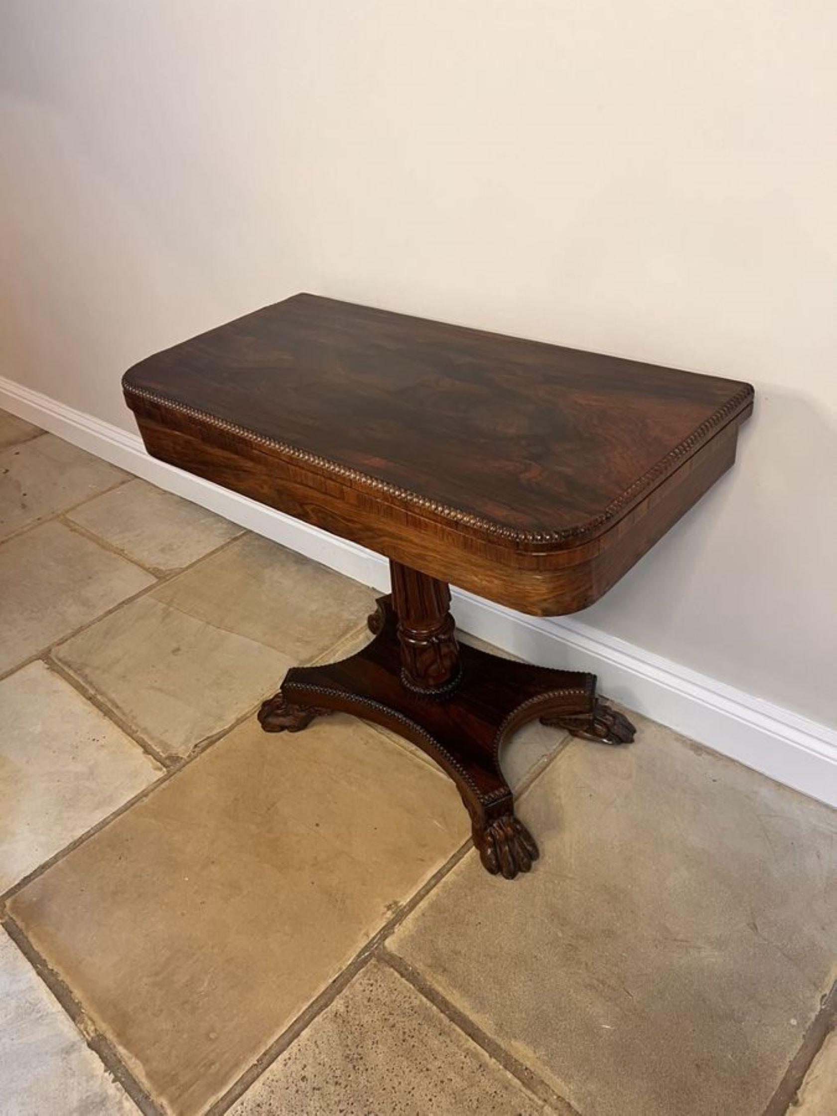 Rosewood Wonderful antique Regency quality rosewood card table  For Sale