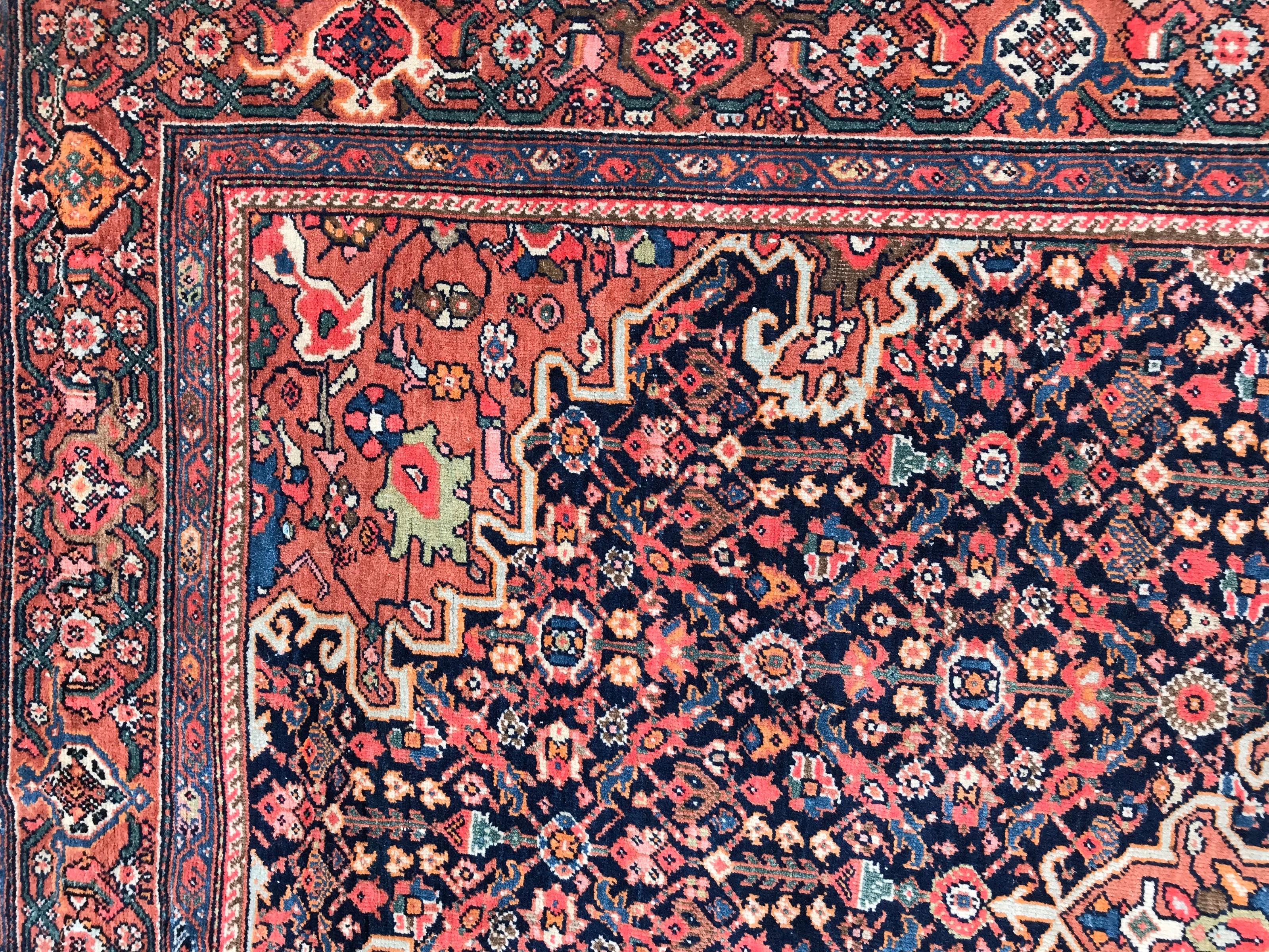 Central Asian Bobyrug’s Wonderful Antique Sarogh Farahan Rug For Sale