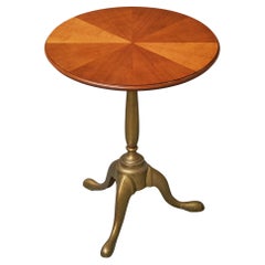 Wonderful Antique Side Table in Inlaid Wood and Brass 19th Century