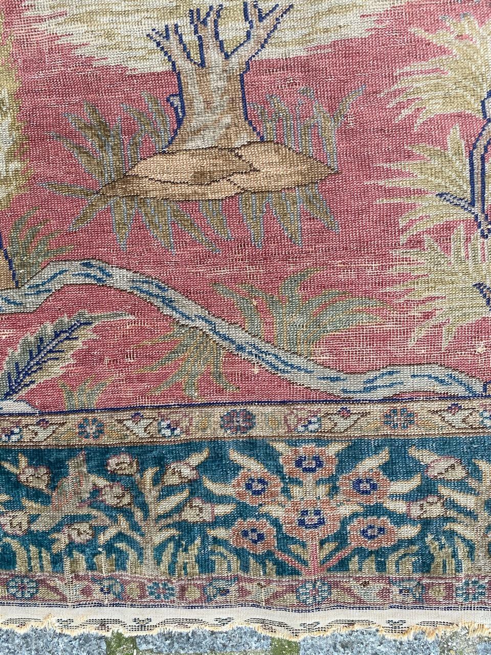 Hand-Knotted Bobyrug’s Wonderful Antique Silk Turkish Cesareh Rug For Sale