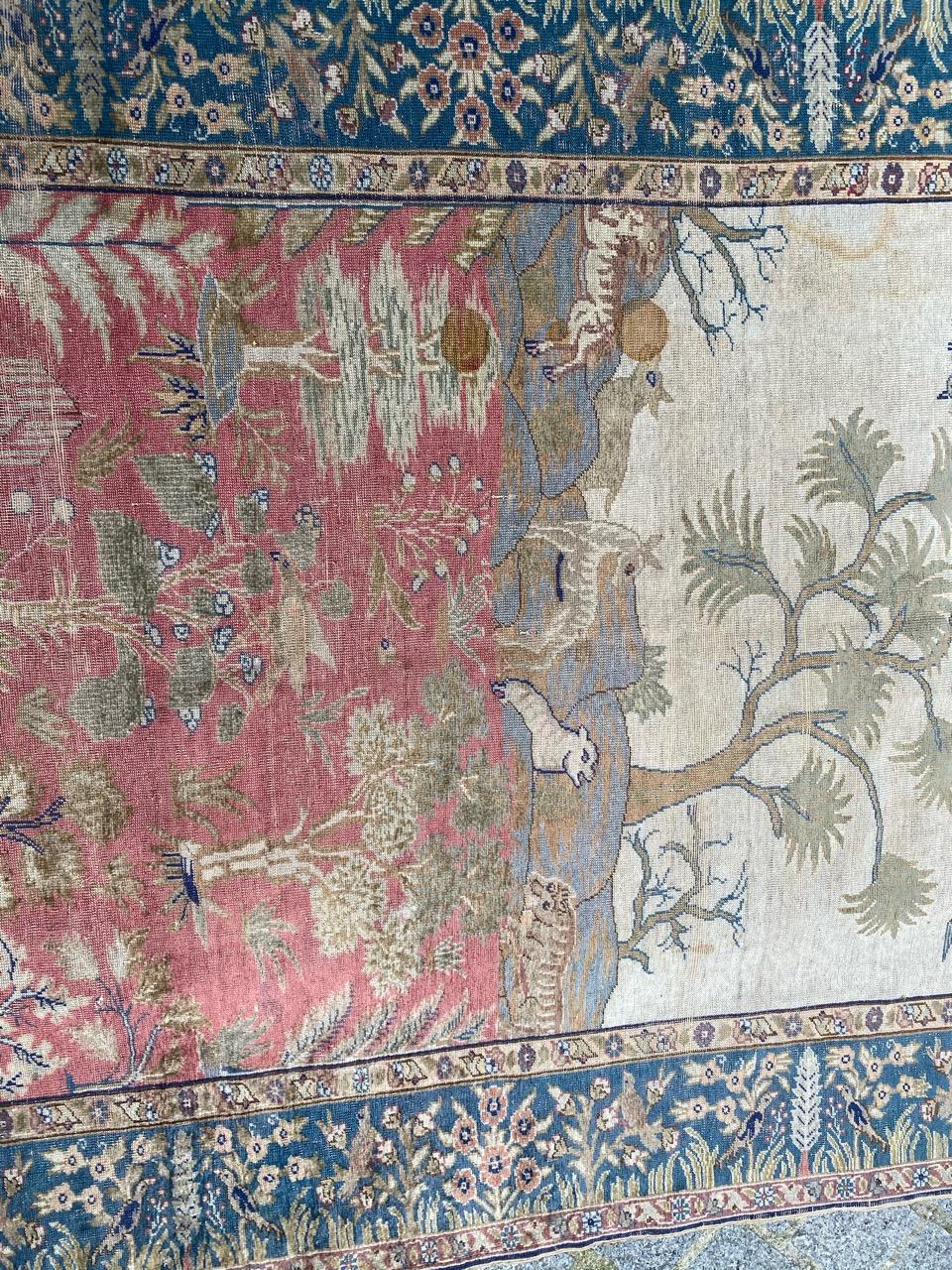 Bobyrug’s Wonderful Antique Silk Turkish Cesareh Rug In Fair Condition For Sale In Saint Ouen, FR