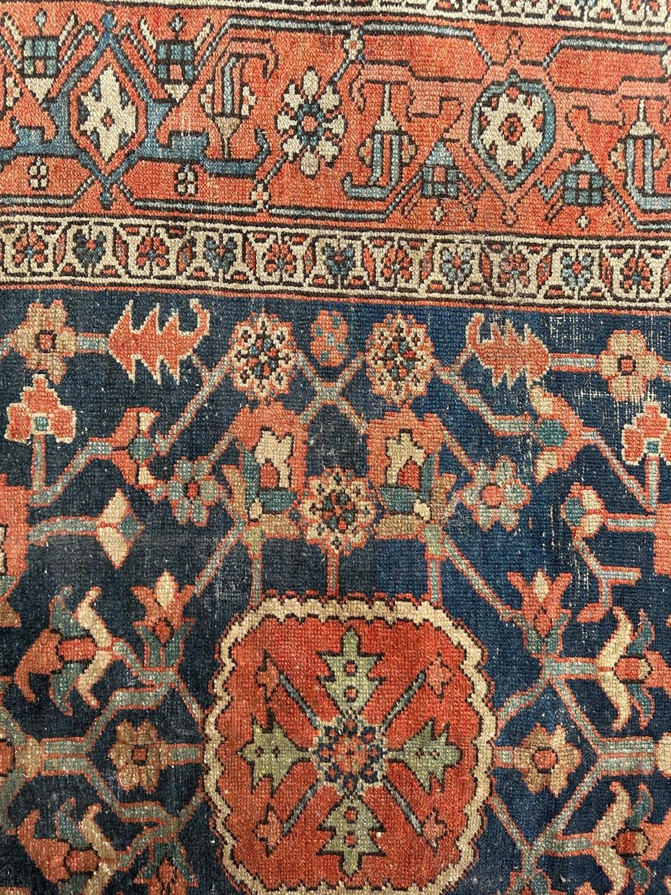 Wonderful antique square Heriz rug For Sale 2