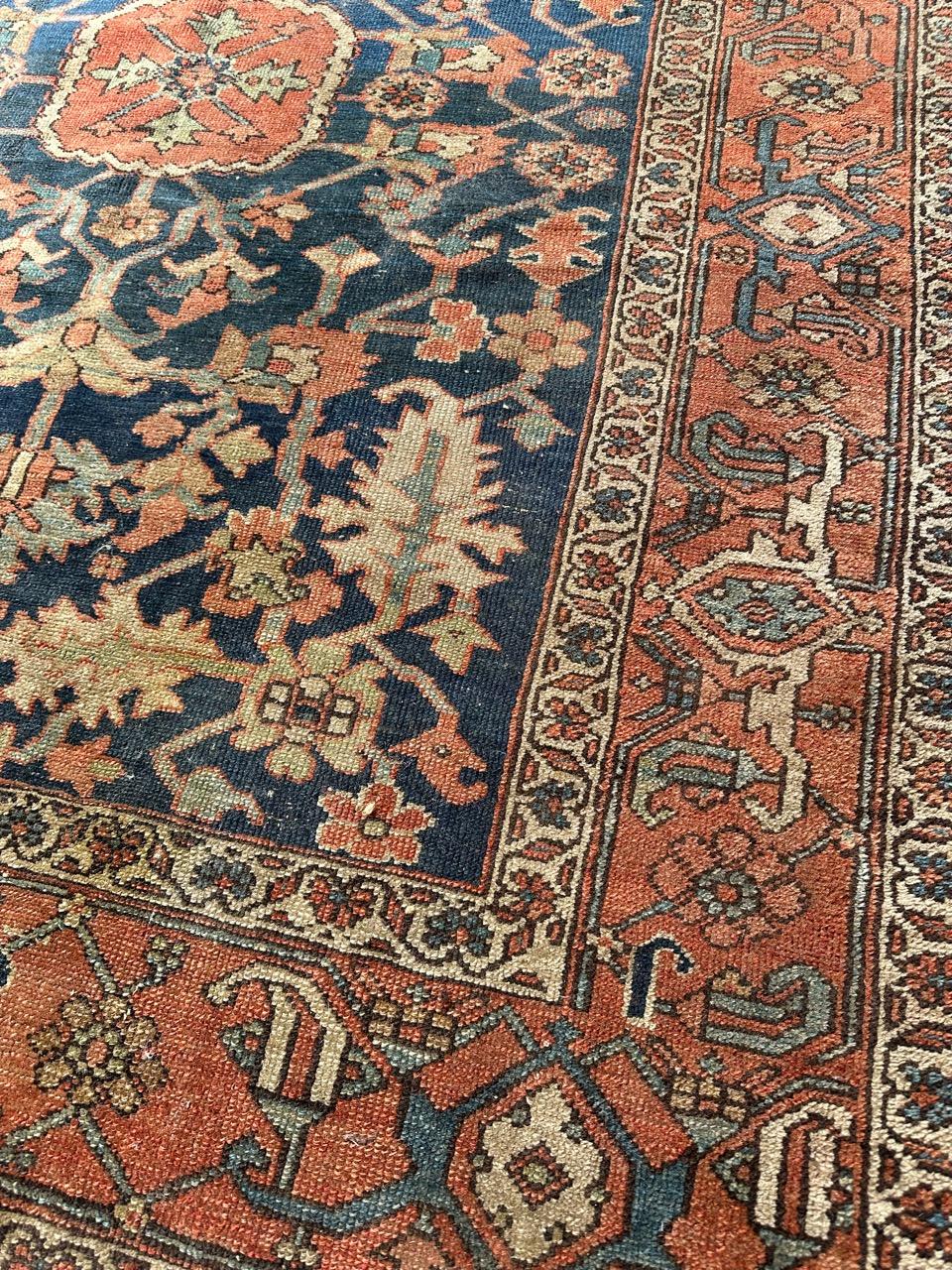 Wonderful antique square Heriz rug For Sale 3
