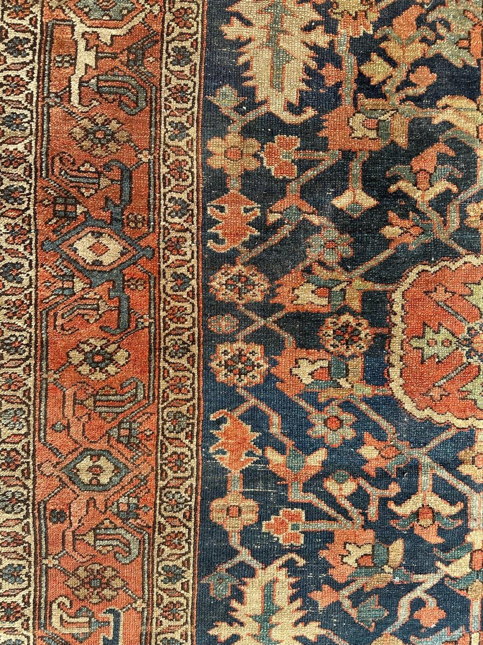 Wonderful antique square Heriz rug For Sale 4