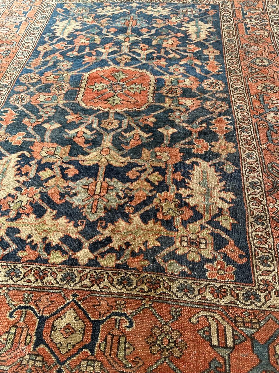 Wonderful antique square Heriz rug For Sale 6