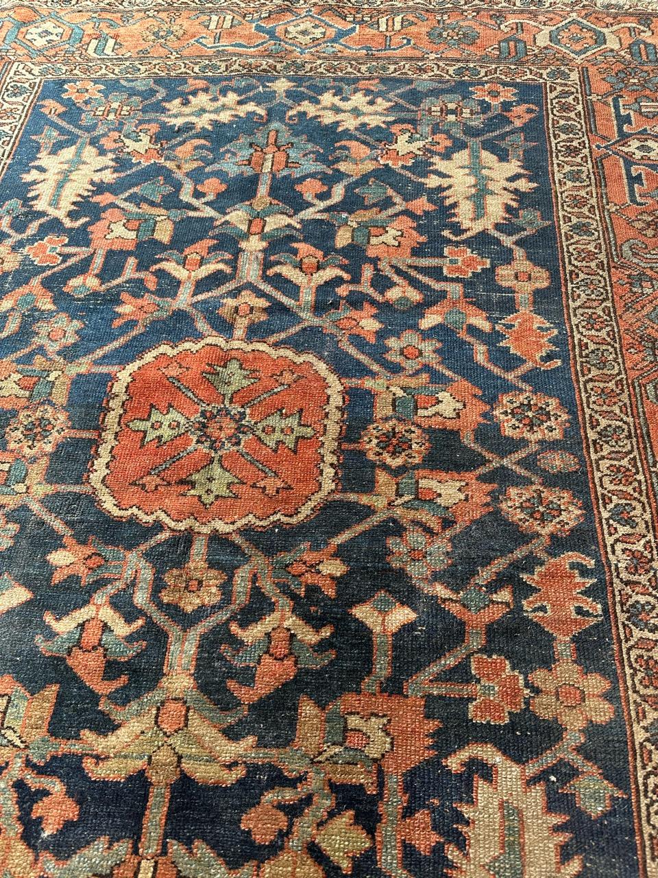 Wonderful antique square Heriz rug For Sale 7