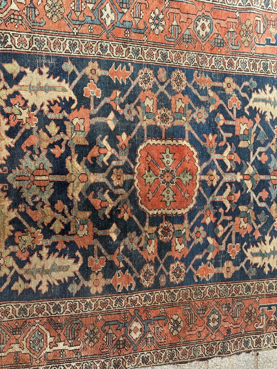 Wonderful antique square Heriz rug For Sale 8