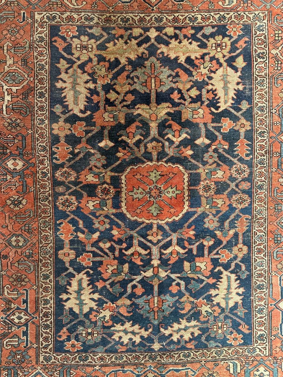 Wonderful antique square Heriz rug For Sale 9
