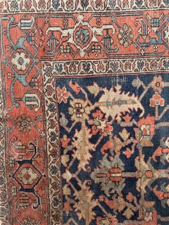 Wonderful antique square Heriz rug
