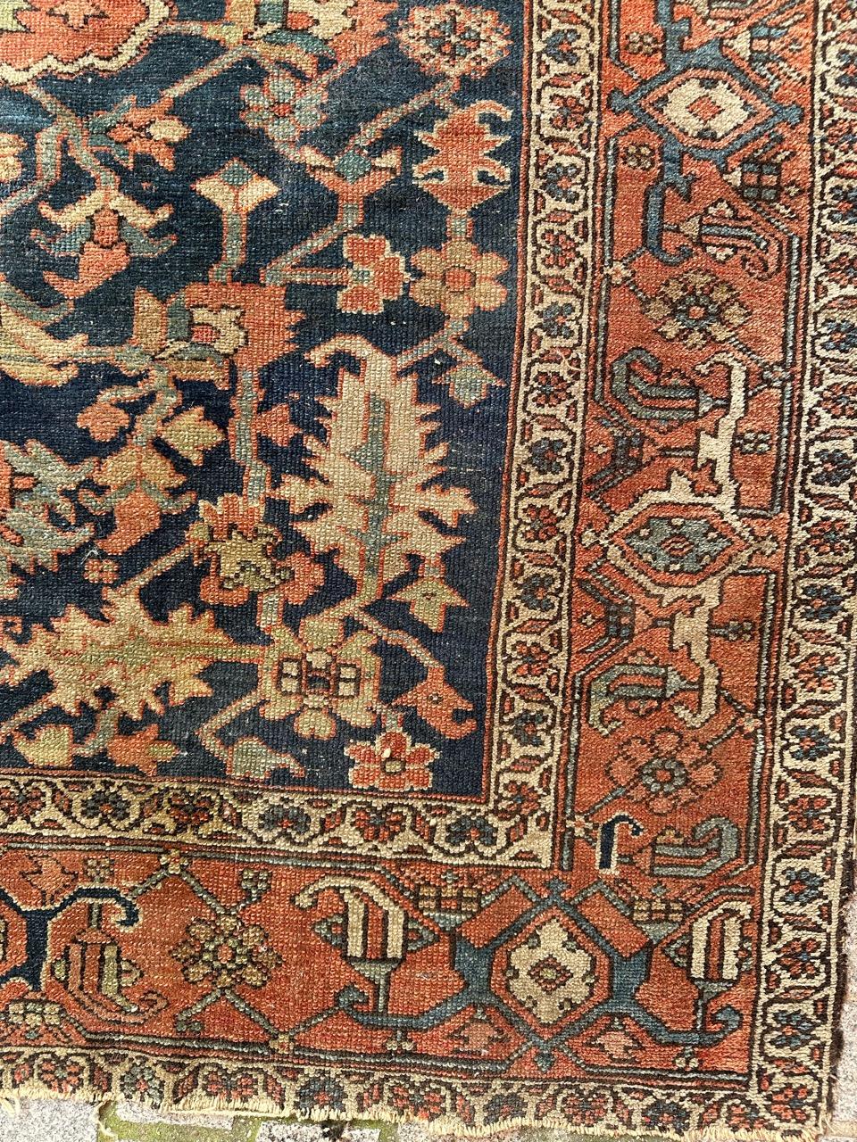 Hand-Knotted Wonderful antique square Heriz rug For Sale