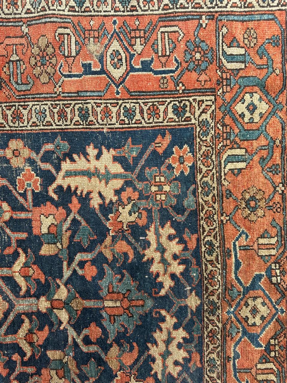 19th Century Wonderful antique square Heriz rug For Sale