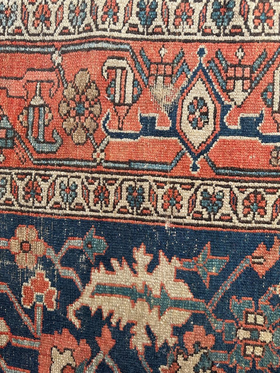 Wonderful antique square Heriz rug For Sale 1
