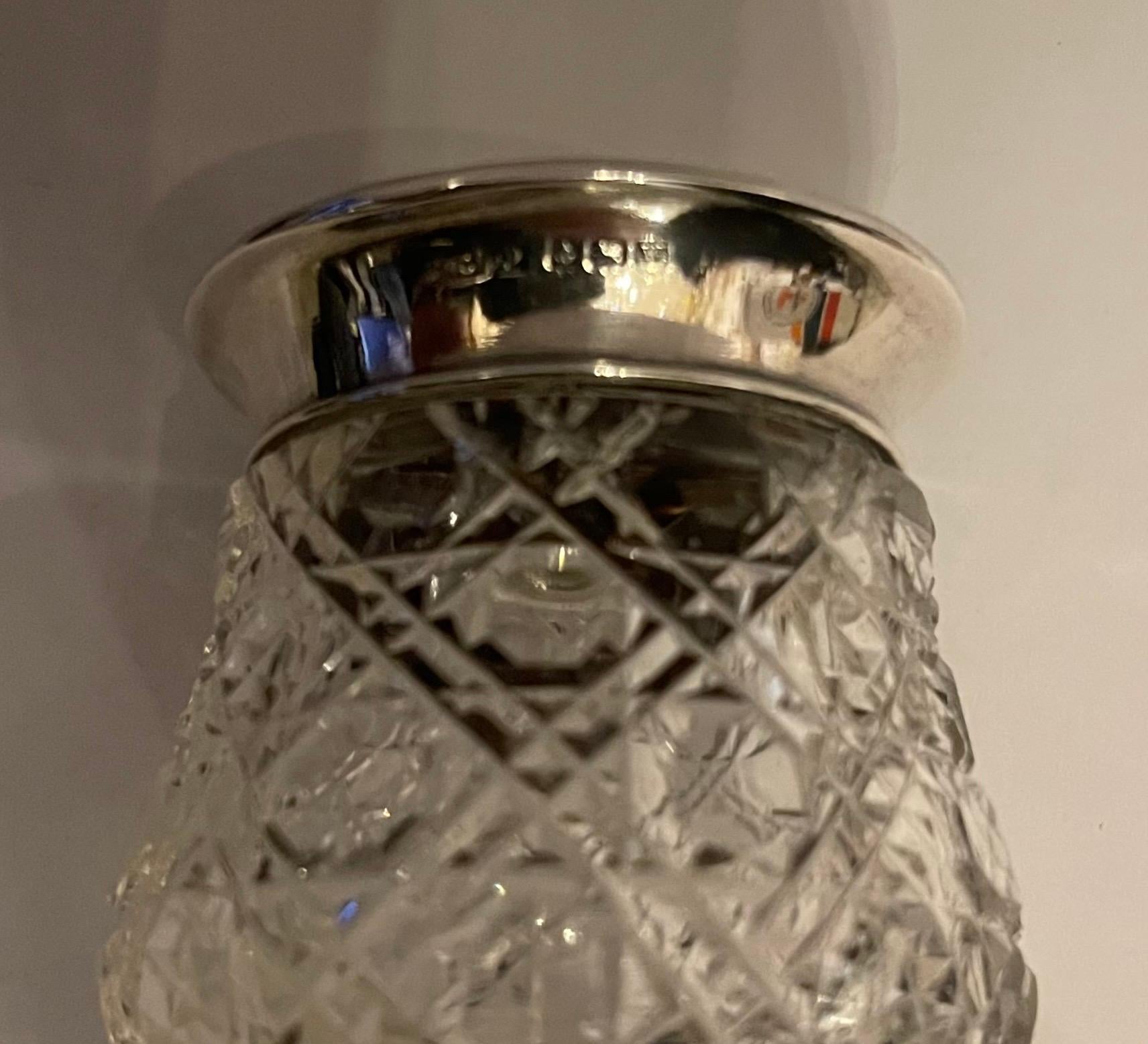 Wonderful Antique Sterling Silver Tortoise Shell Crystal Vanity Box Powder Jar In Good Condition For Sale In Roslyn, NY