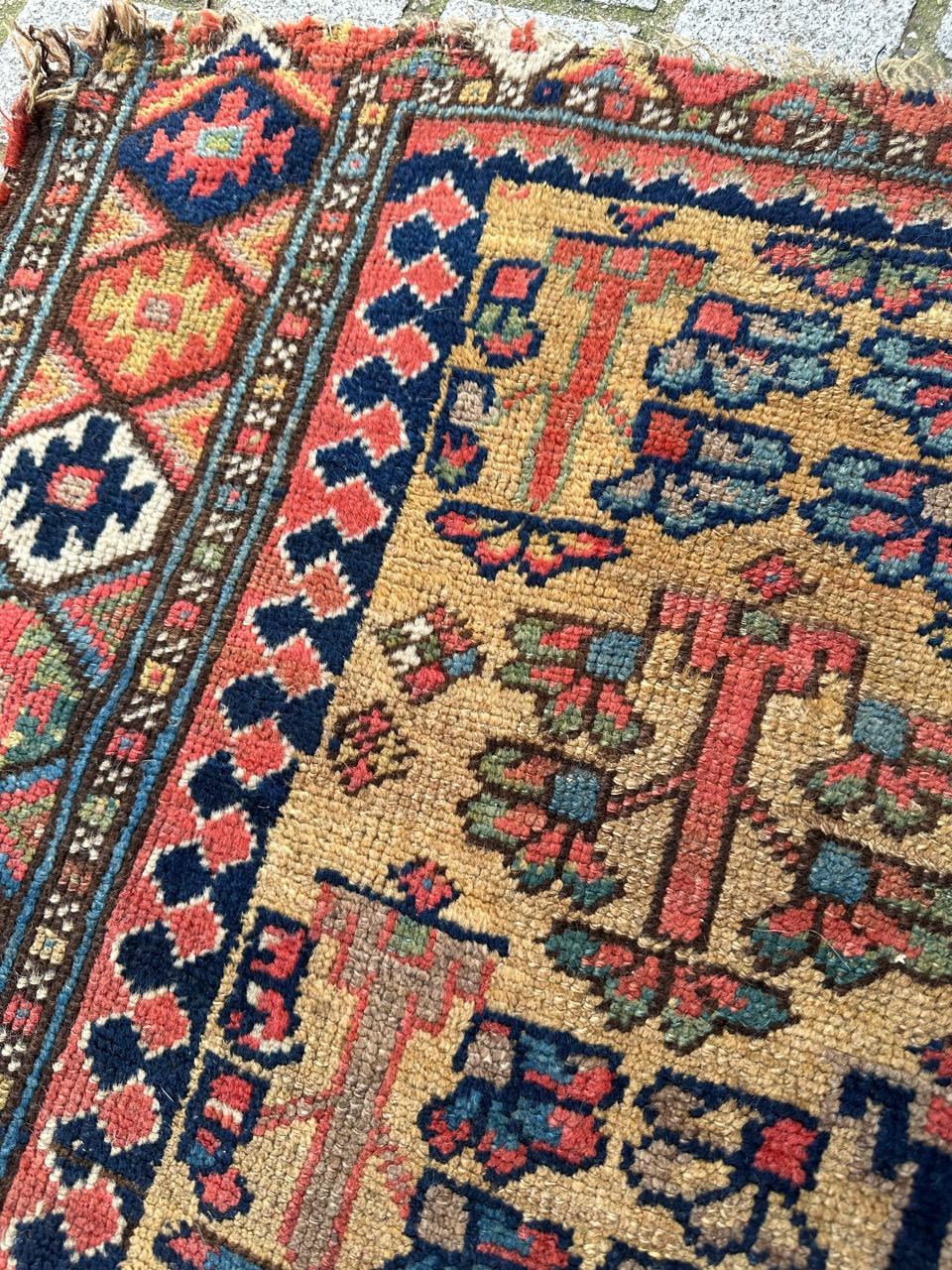 Wonderful Antique Tribal Collectible Kurdish or Caucasian Rug For Sale 4