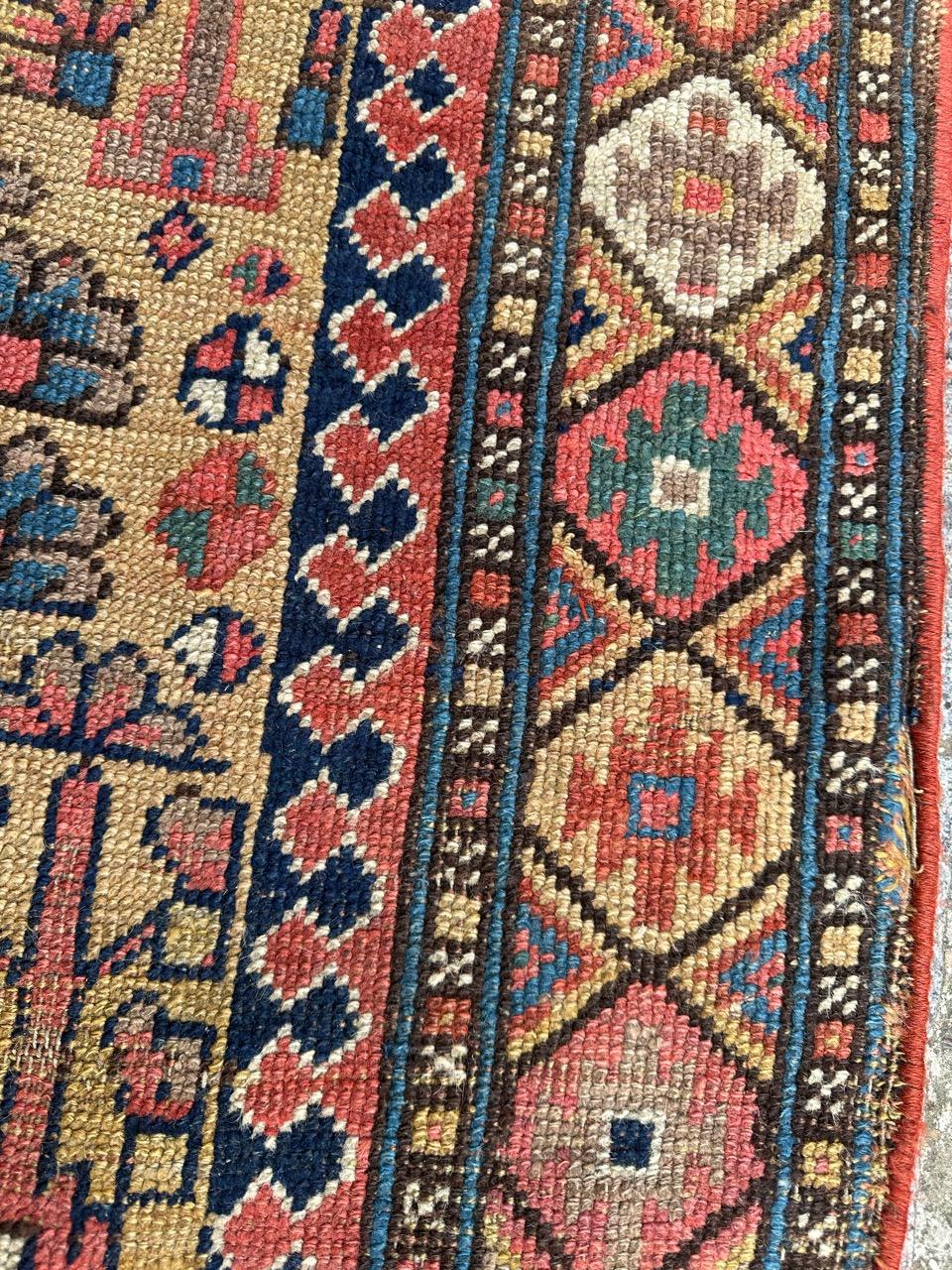 Wonderful Antique Tribal Collectible Kurdish or Caucasian Rug In Fair Condition For Sale In Saint Ouen, FR