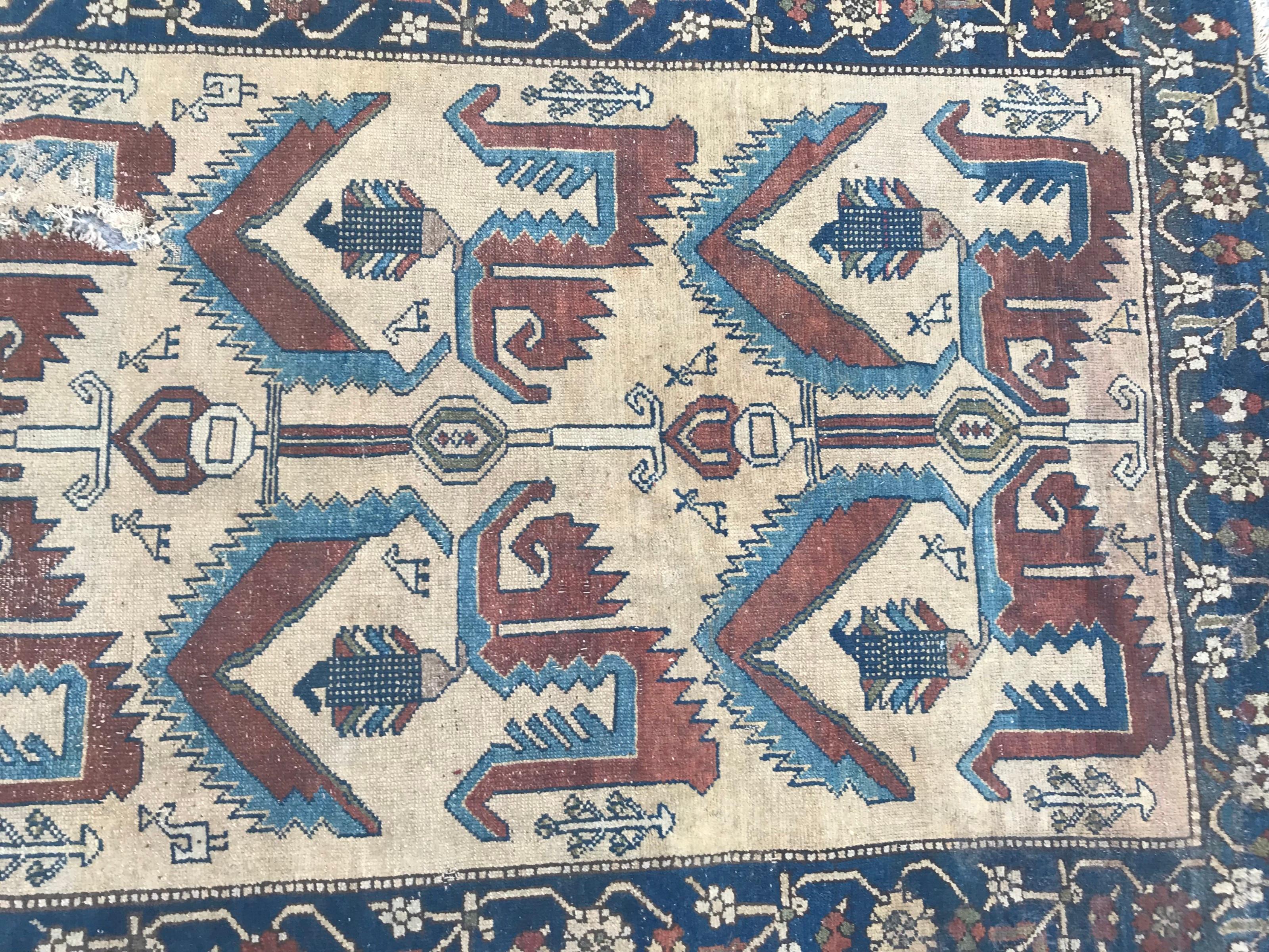 Hand-Knotted Wonderful Antique Tribal Collectible Kurdish Rug For Sale