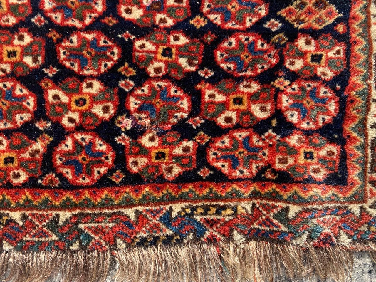 Wool Bobyrug’s Wonderful Antique Tribal Ghashghai Bag Face Rug For Sale