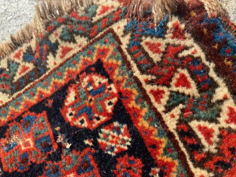 Wonderful Antique Tribal Ghashghai Bag Face Rug For Sale at 1stDibs