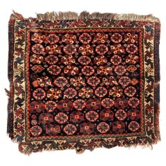 Bobyrug’s Wonderful Antique Tribal Ghashghai Bag Face Rug