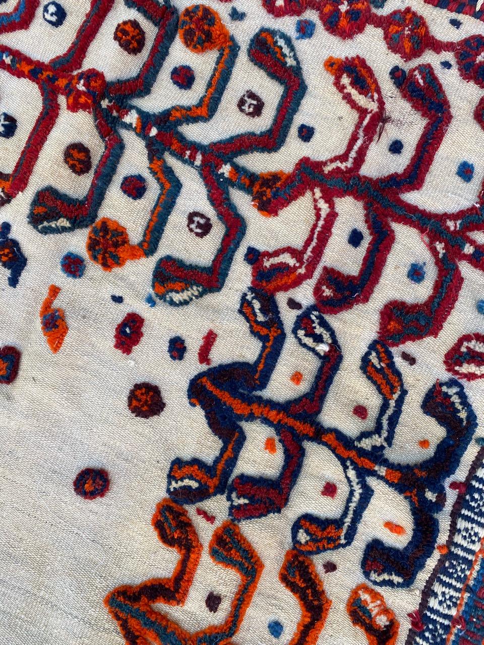 Very beautiful mid century tribal khorjin horse cover, with nice tribal design and beautiful colors, entirely hand knotted and woven with wool on wool foundation.