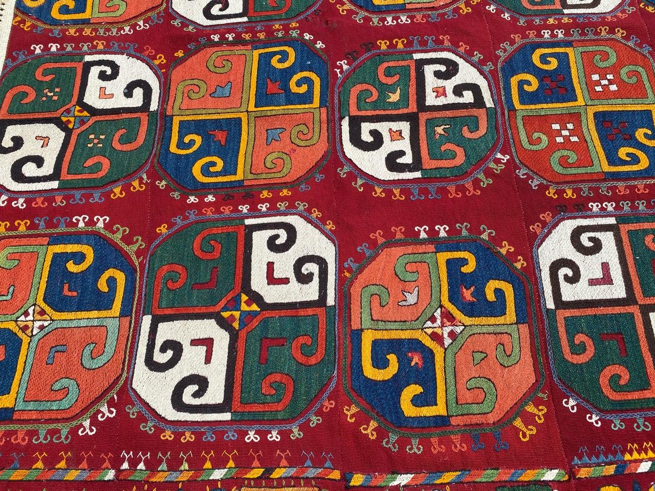 Bobyrug’s Wonderful Antique Uzbek Woven and Embroidered Panel For Sale 5