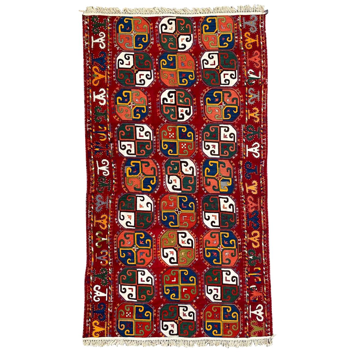 Bobyrug's Wonderful Antique Uzbek Woven and Embroidered Panel (Panneau ancien tissé et brodé ouzbek)