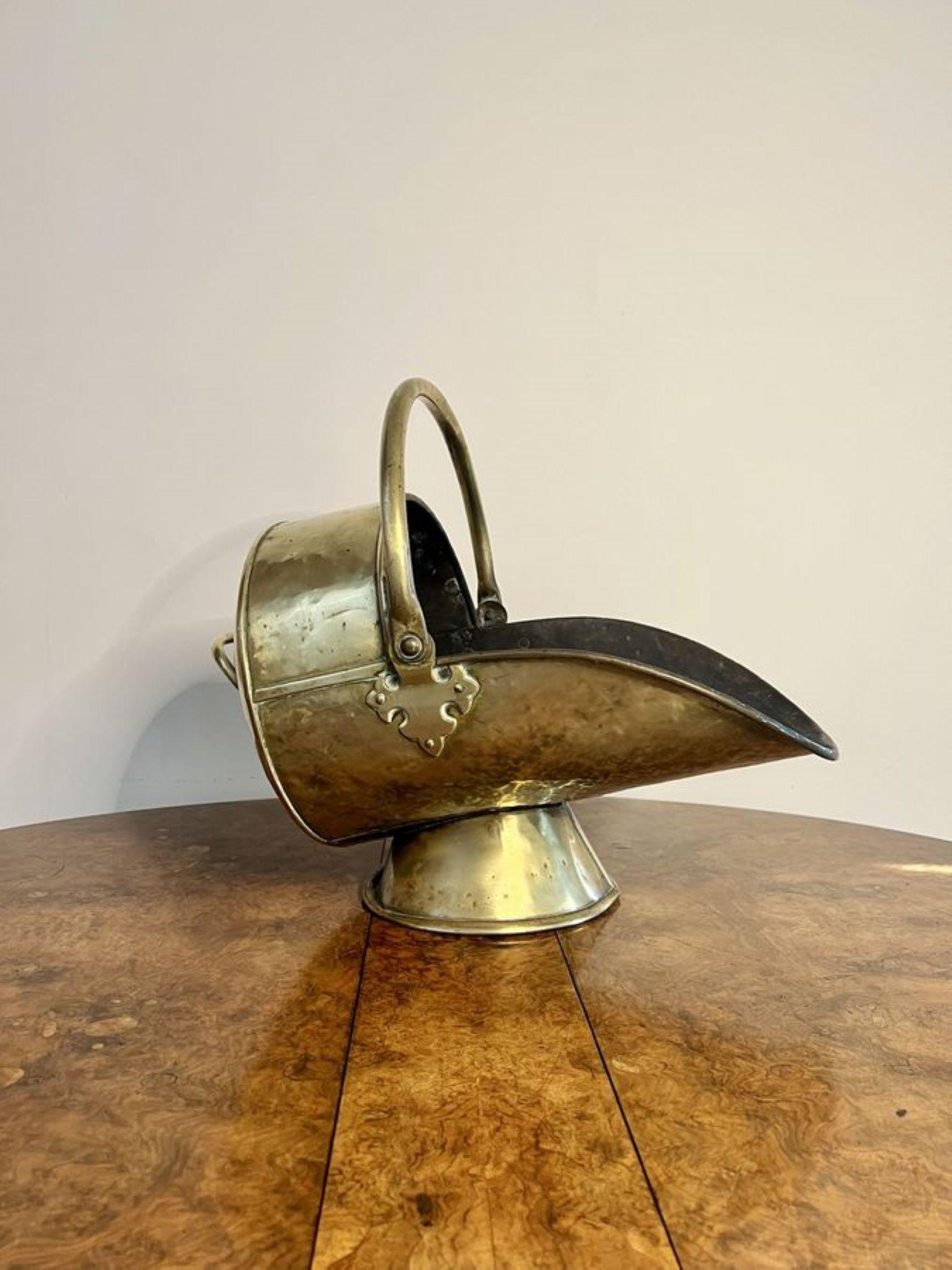 19th Century Wonderful antique Victorian brass coal scuttle and shovel  For Sale