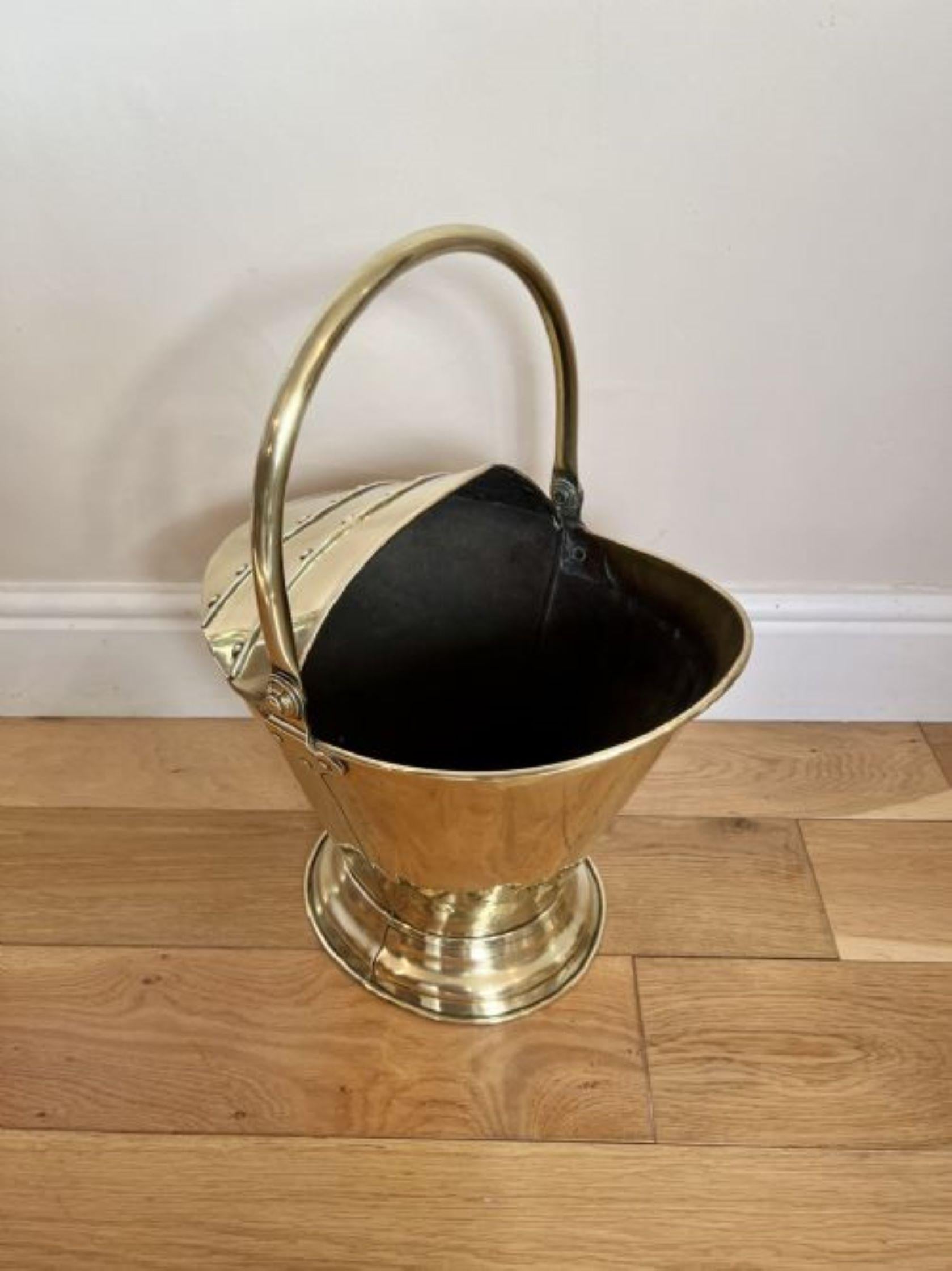 19th Century Wonderful antique Victorian brass coal scuttle  For Sale