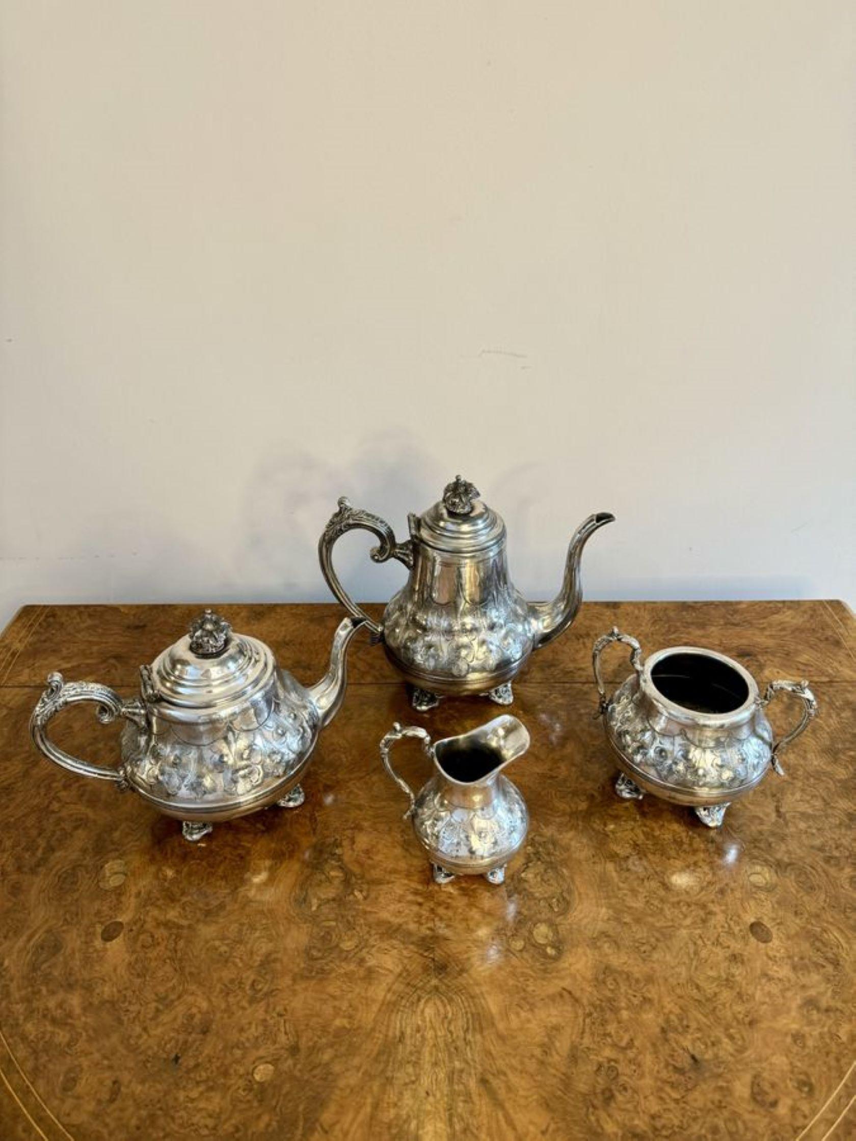 19th Century Wonderful antique Victorian four piece tea set  For Sale