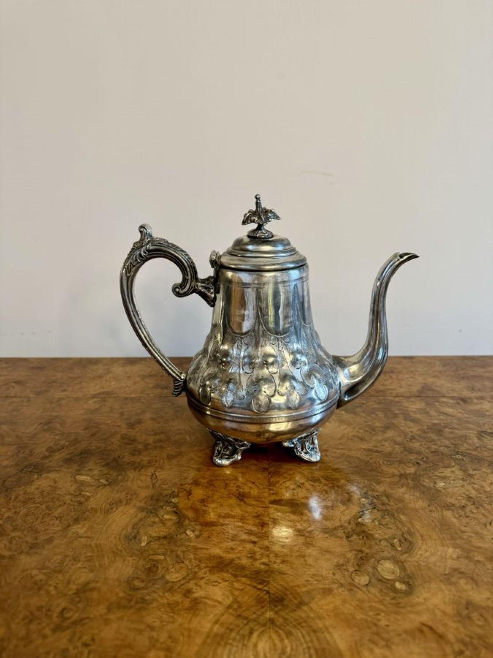 Metal Wonderful antique Victorian four piece tea set  For Sale
