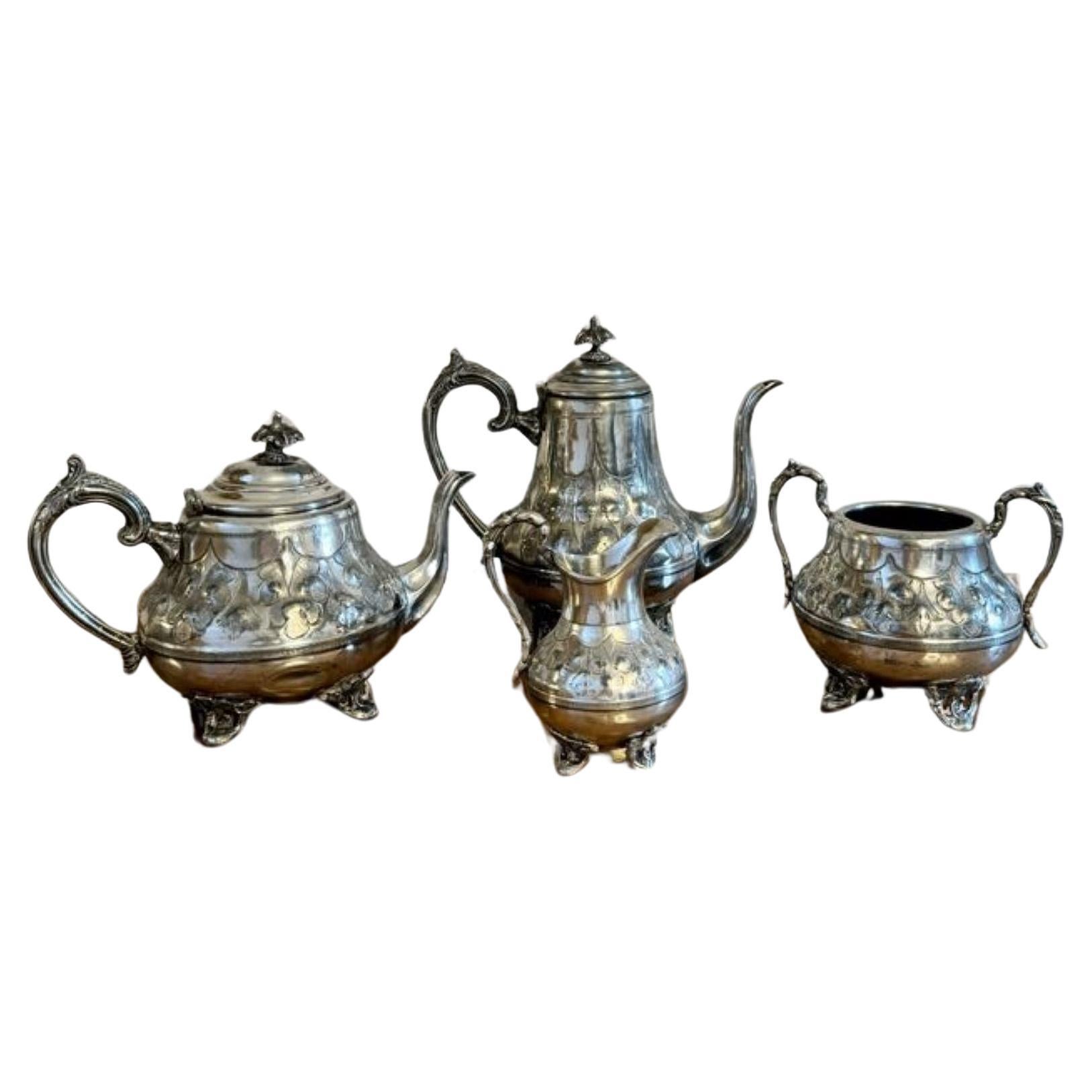 Wonderful antique Victorian four piece tea set  For Sale