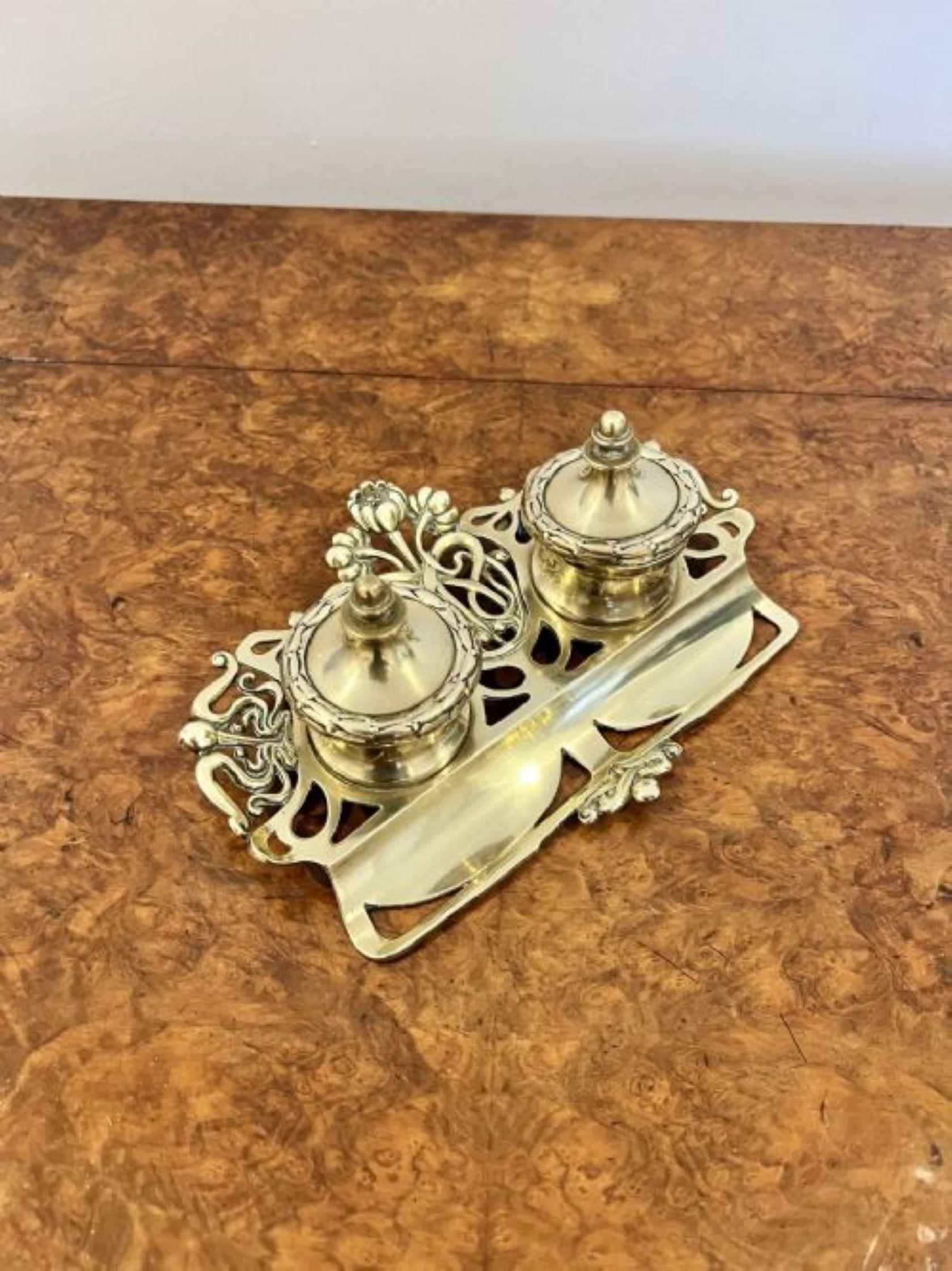 19th Century Wonderful antique Victorian ornate brass desk set  For Sale