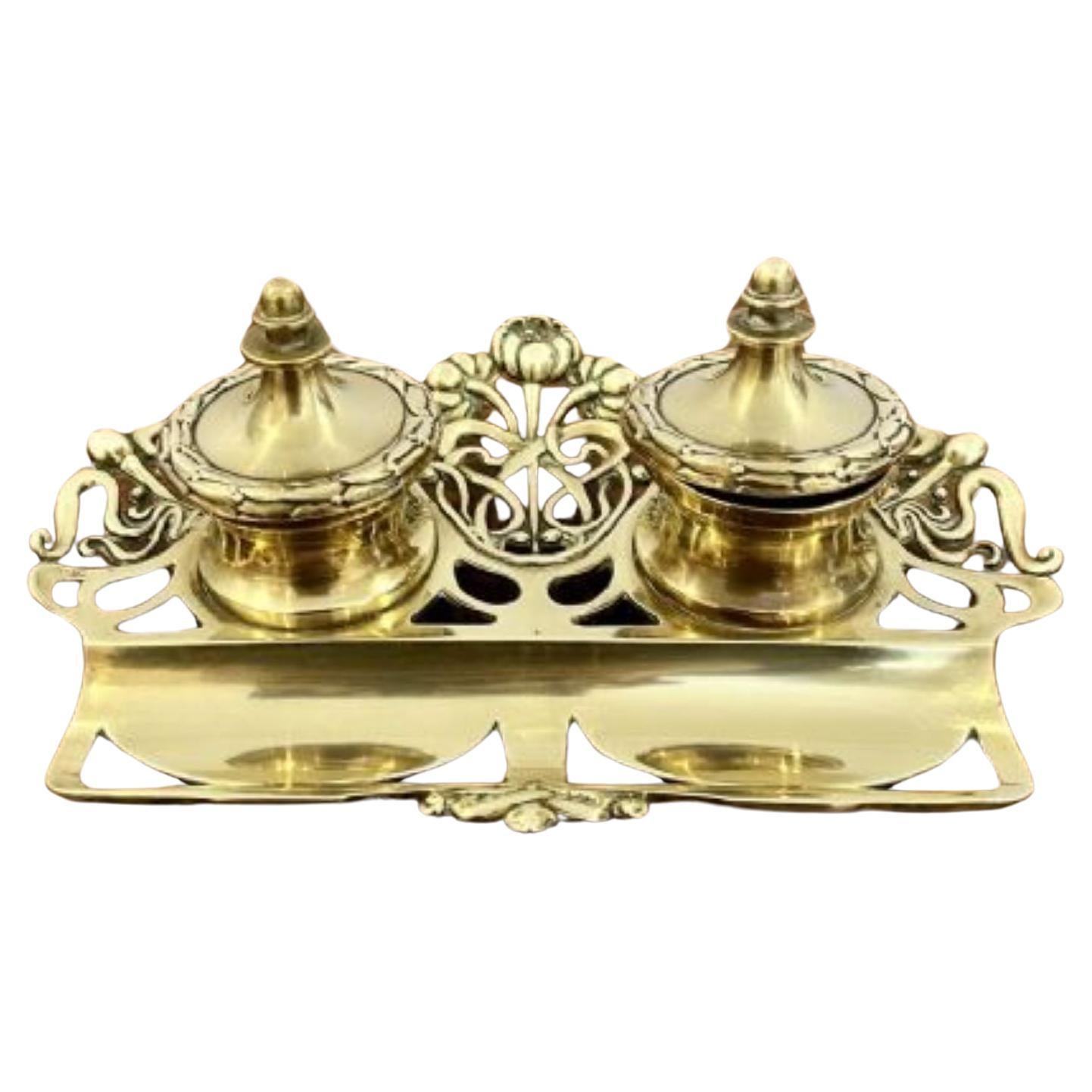 Wonderful antique Victorian ornate brass desk set  For Sale