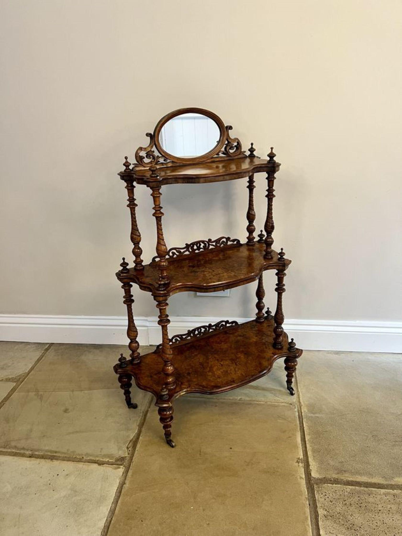 Wonderful antique Victorian quality burr walnut whatnot  For Sale 1