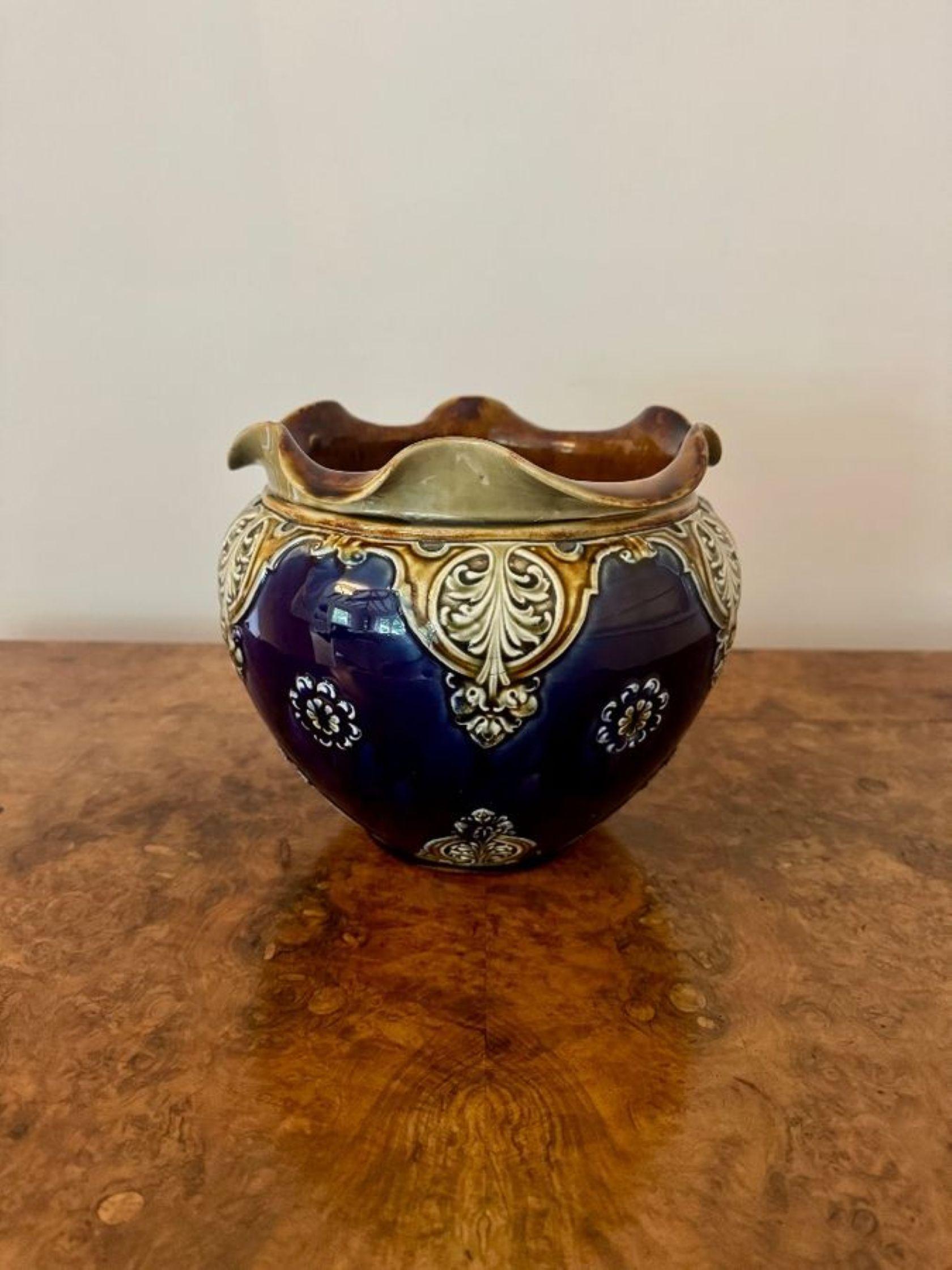 Wunderschöne antike Doulton Lambeth Jardiniere in viktorianischer Qualität im Zustand „Gut“ im Angebot in Ipswich, GB