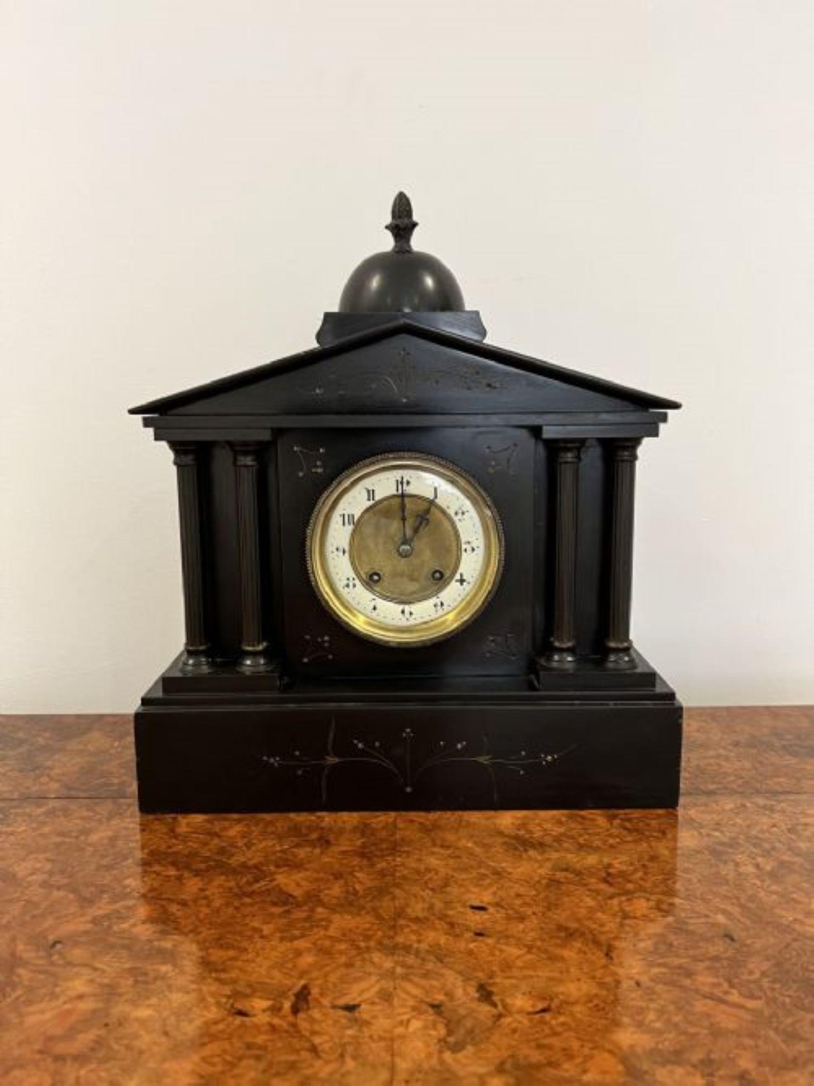 Wunderschönes antikes viktorianisches Acht-Tage-Uhr-Set aus Marmor mit Qualitätswerk im Zustand „Gut“ im Angebot in Ipswich, GB