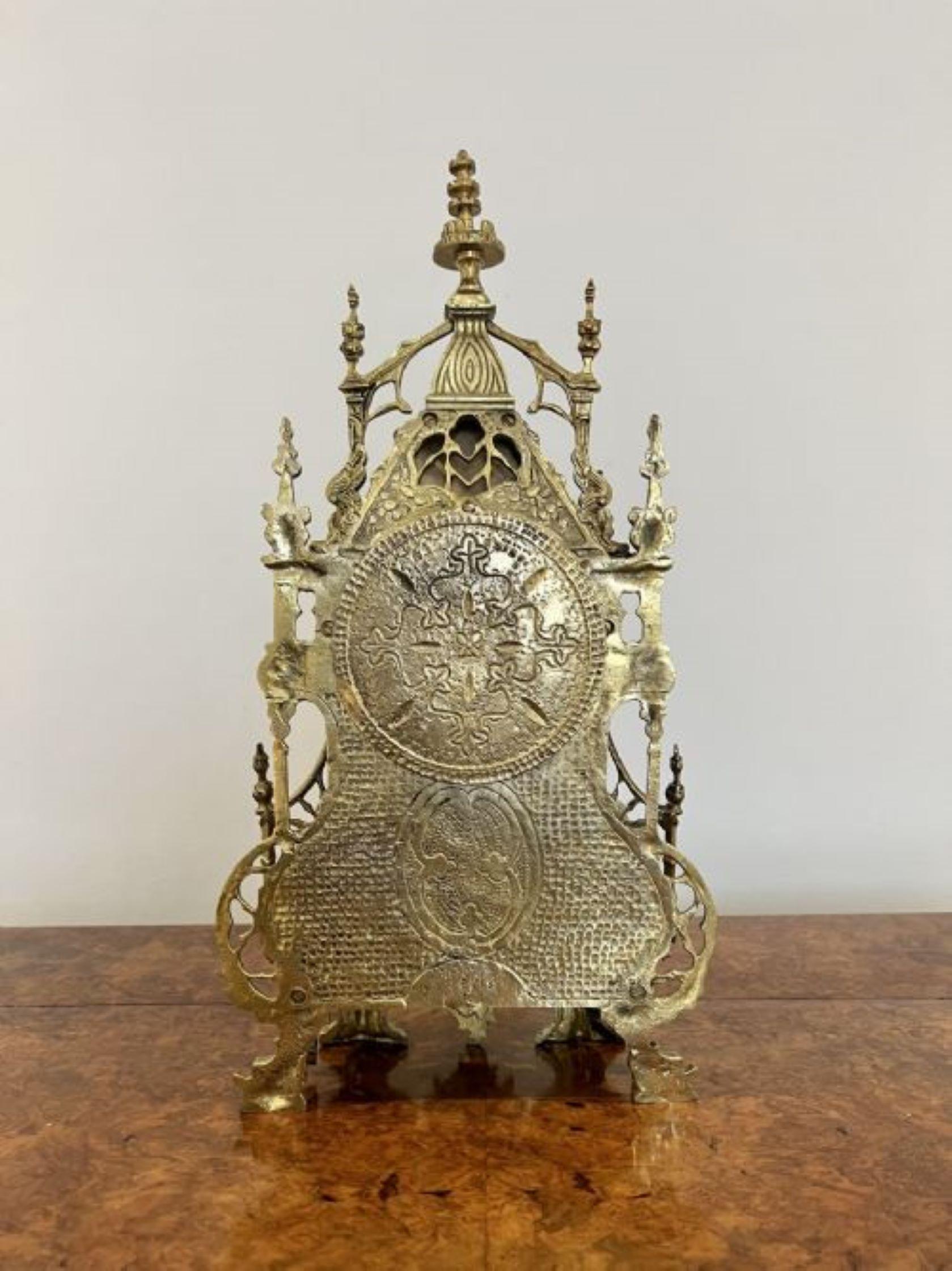 Wonderful antique Victorian quality ornate brass mantle clock  For Sale 1
