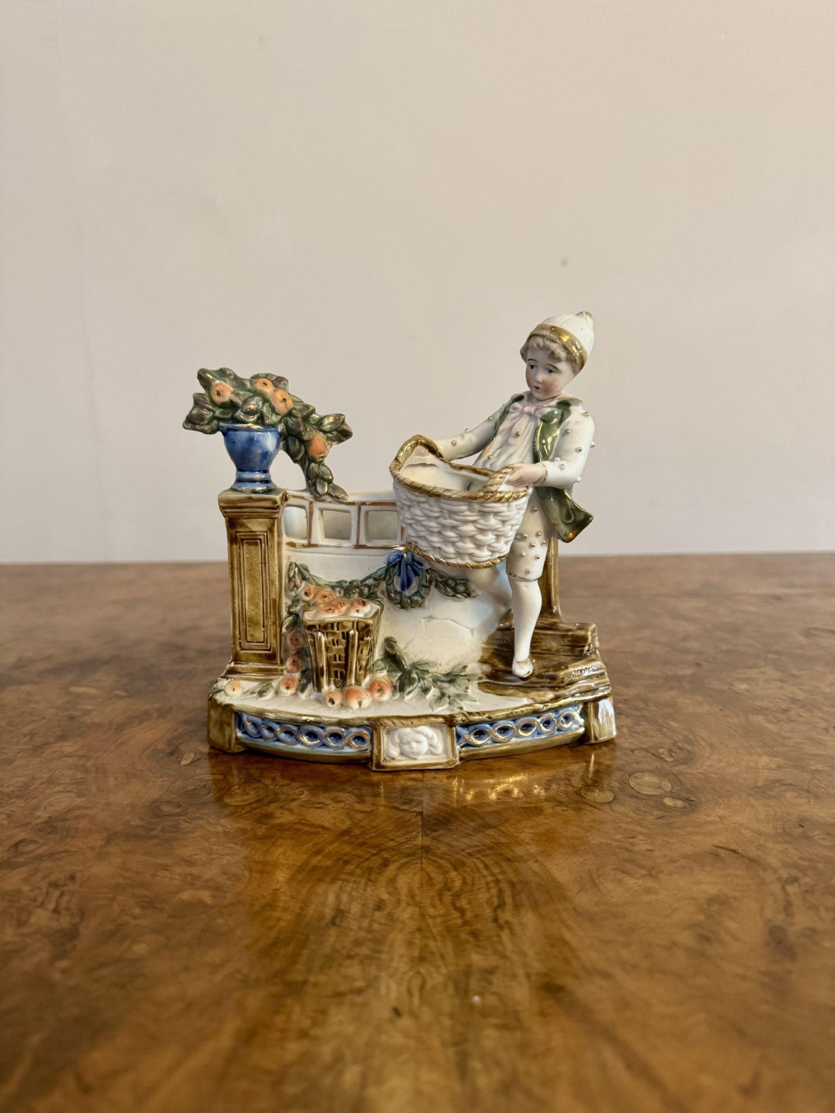 Wonderful antique Victorian quality porcelain clock set In Good Condition For Sale In Ipswich, GB