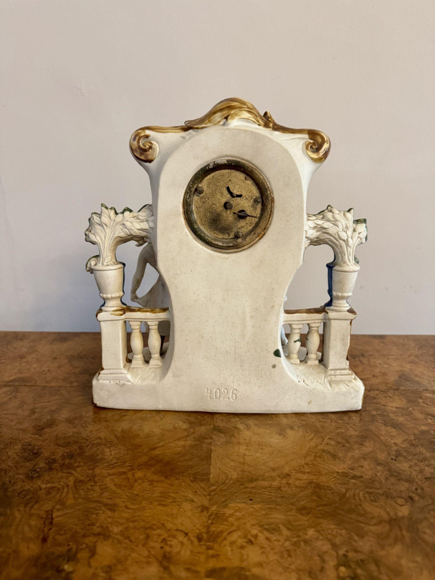 Wonderful antique Victorian quality porcelain clock set For Sale 1
