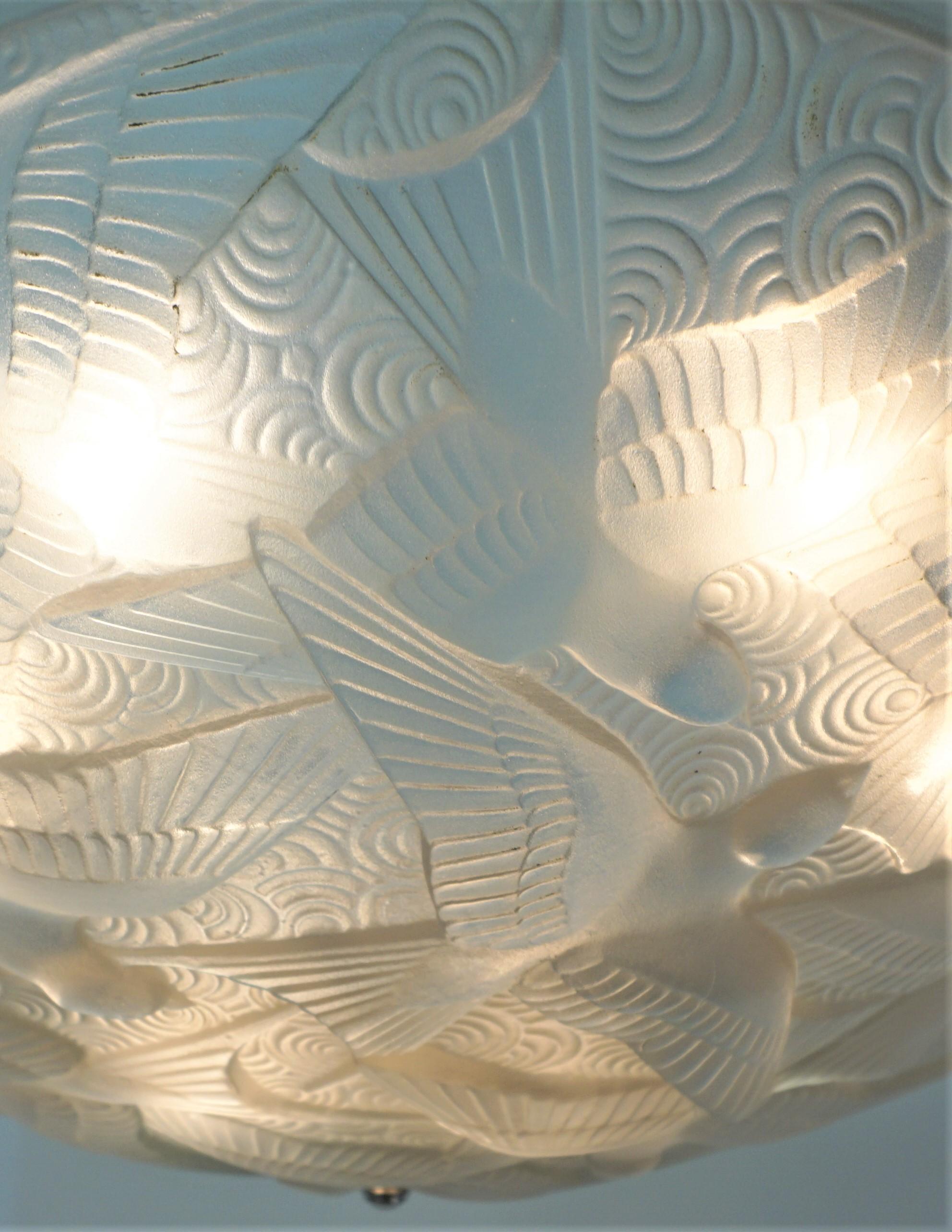Glass Wonderful Art Deco Chandelier by Pierre D'Avesn