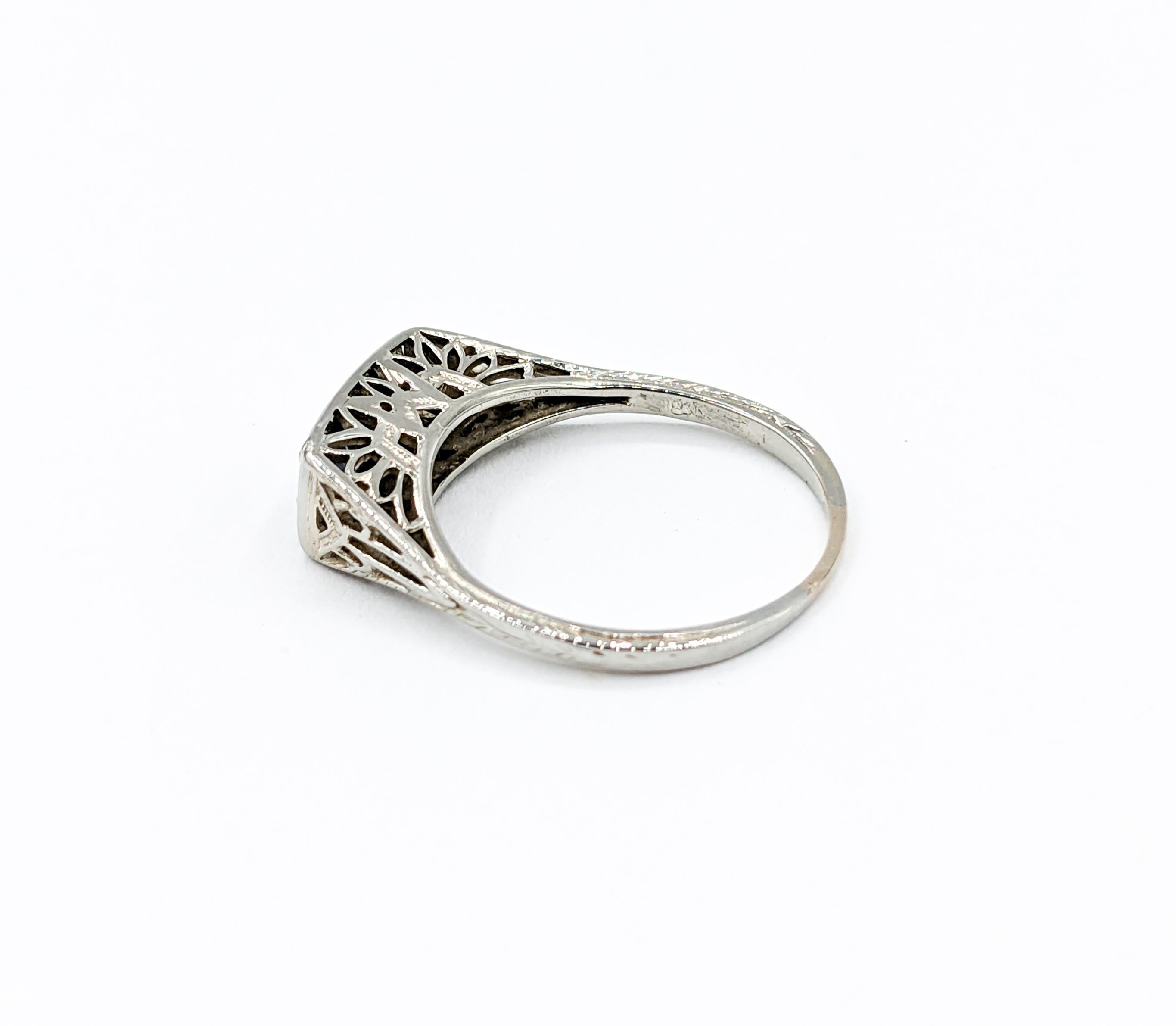 Wonderful Art Deco Color Change Alexandrite Ring in 18Kt White Gold 5