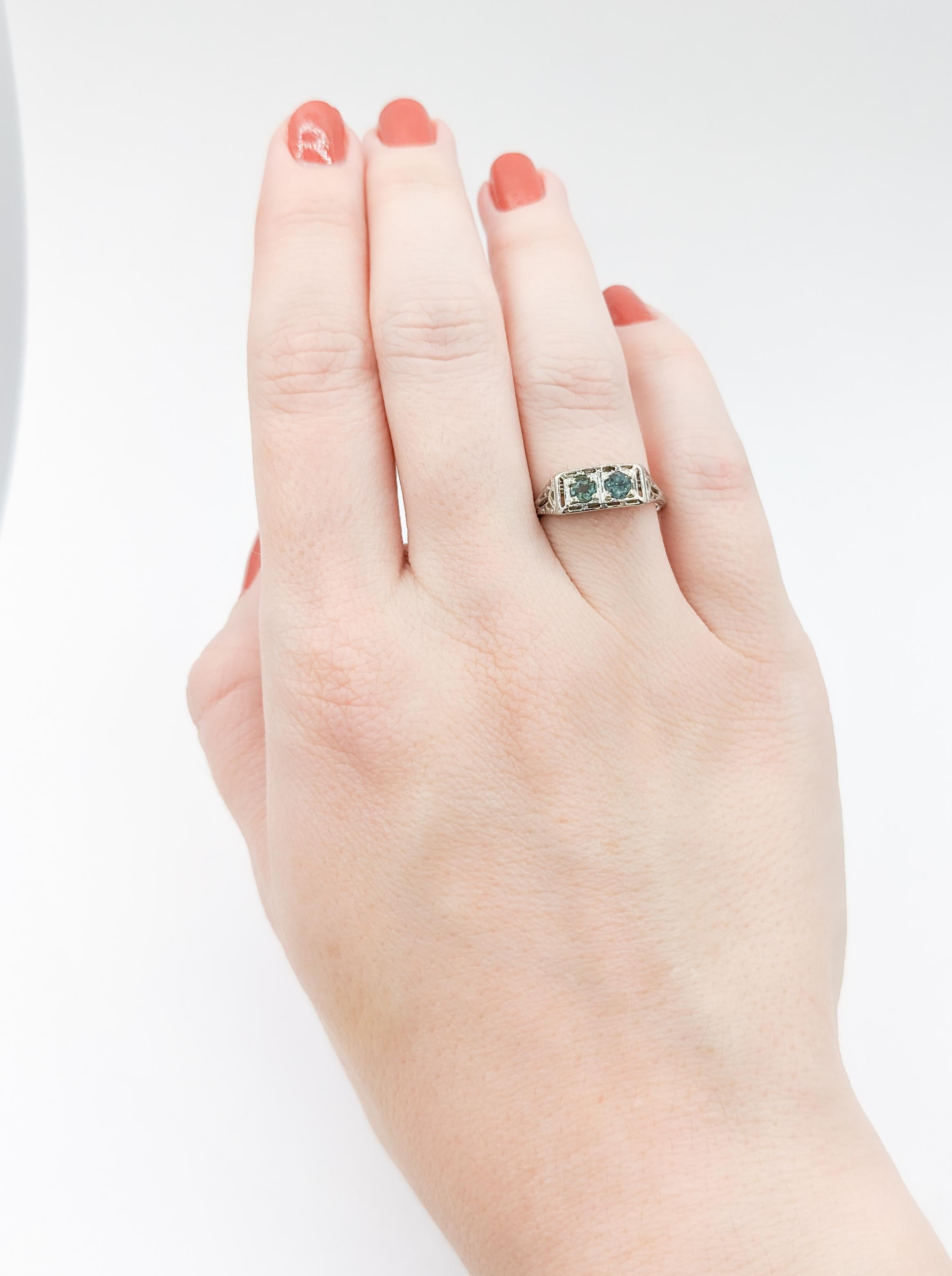 Women's Wonderful Art Deco Color Change Alexandrite Ring in 18Kt White Gold