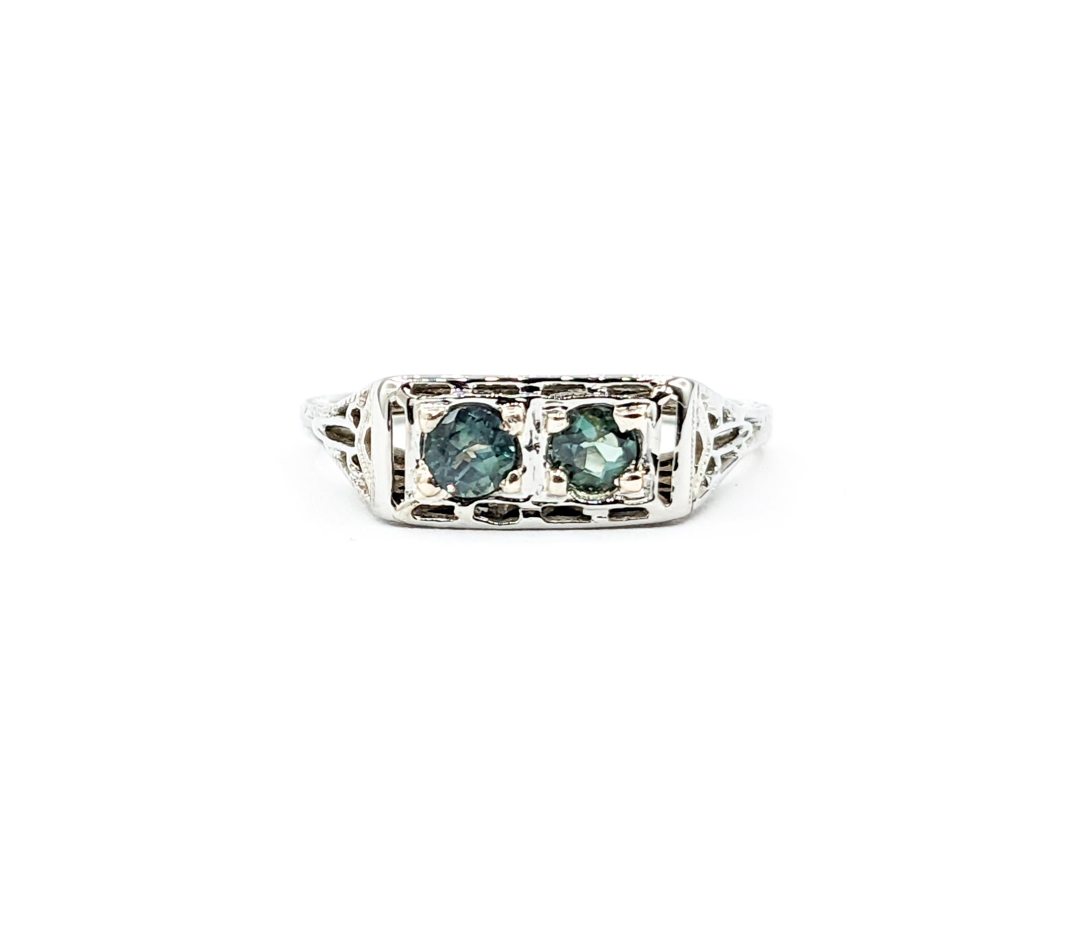 Wonderful Art Deco Color Change Alexandrite Ring in 18Kt White Gold 1