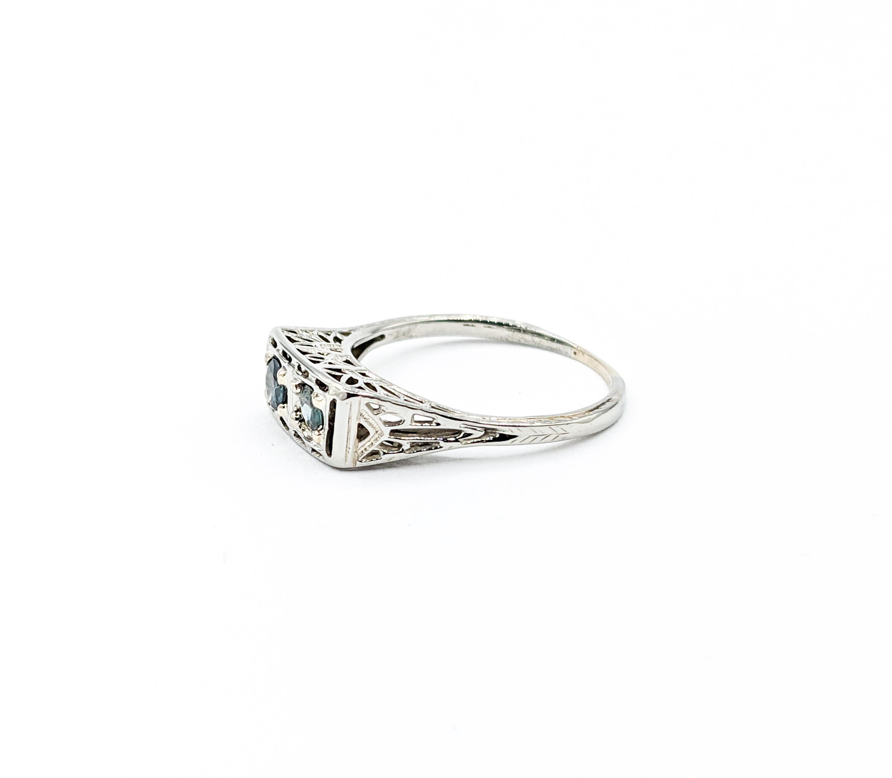 Wonderful Art Deco Color Change Alexandrite Ring in 18Kt White Gold 2